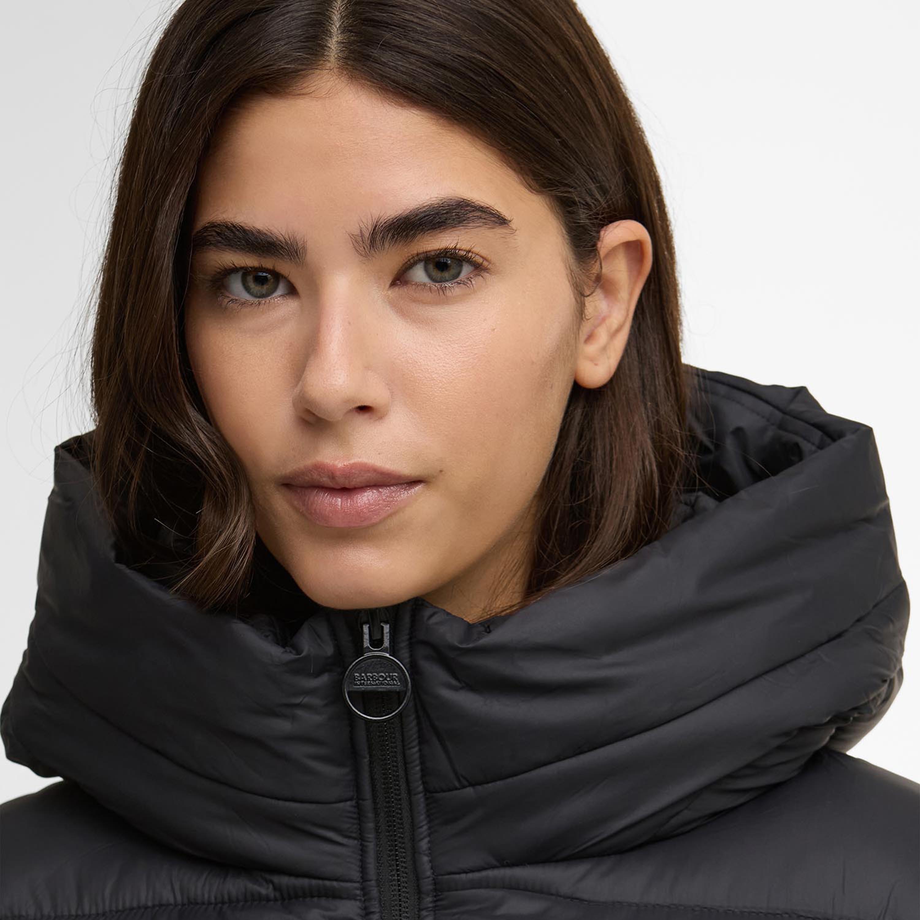 Black - Barbour International - Women's Olivios Hooded Long Sleeve Full Zip Short Puffer Jacket - 7