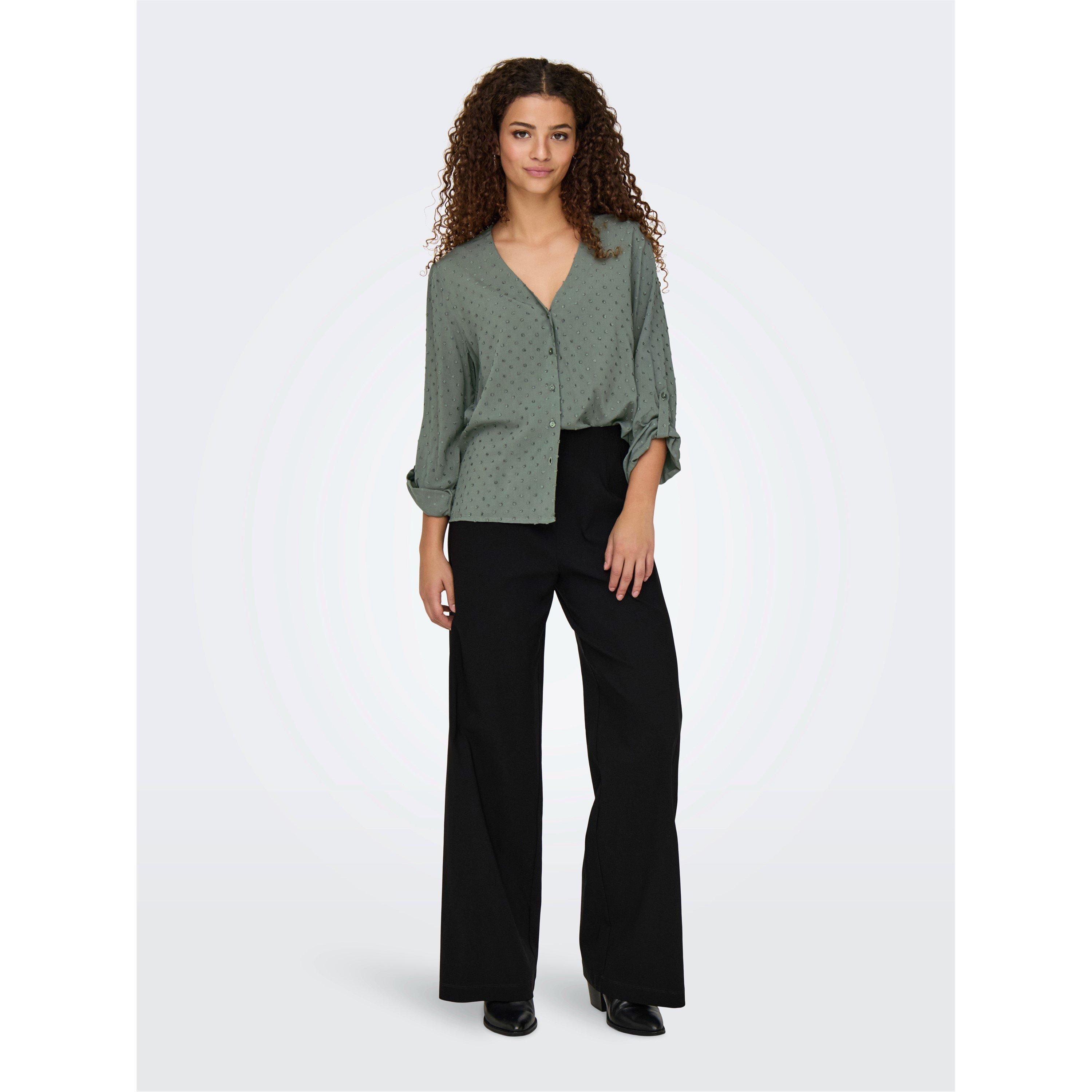 Castor Gray - Only - Women's Long Sleeve Plain Shirt - 1