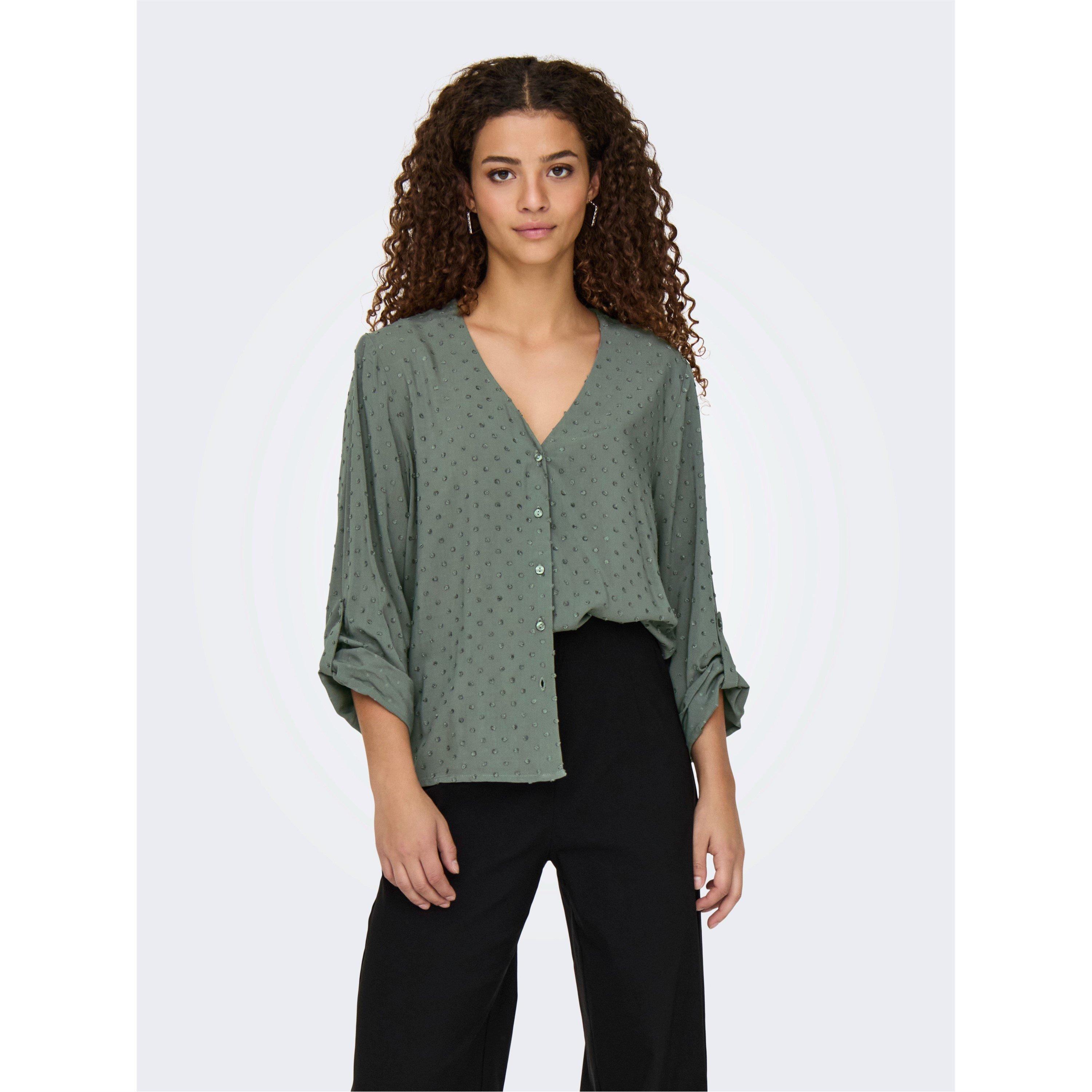 Castor Gray - Only - Long Sleeve Plain Shirt - 2