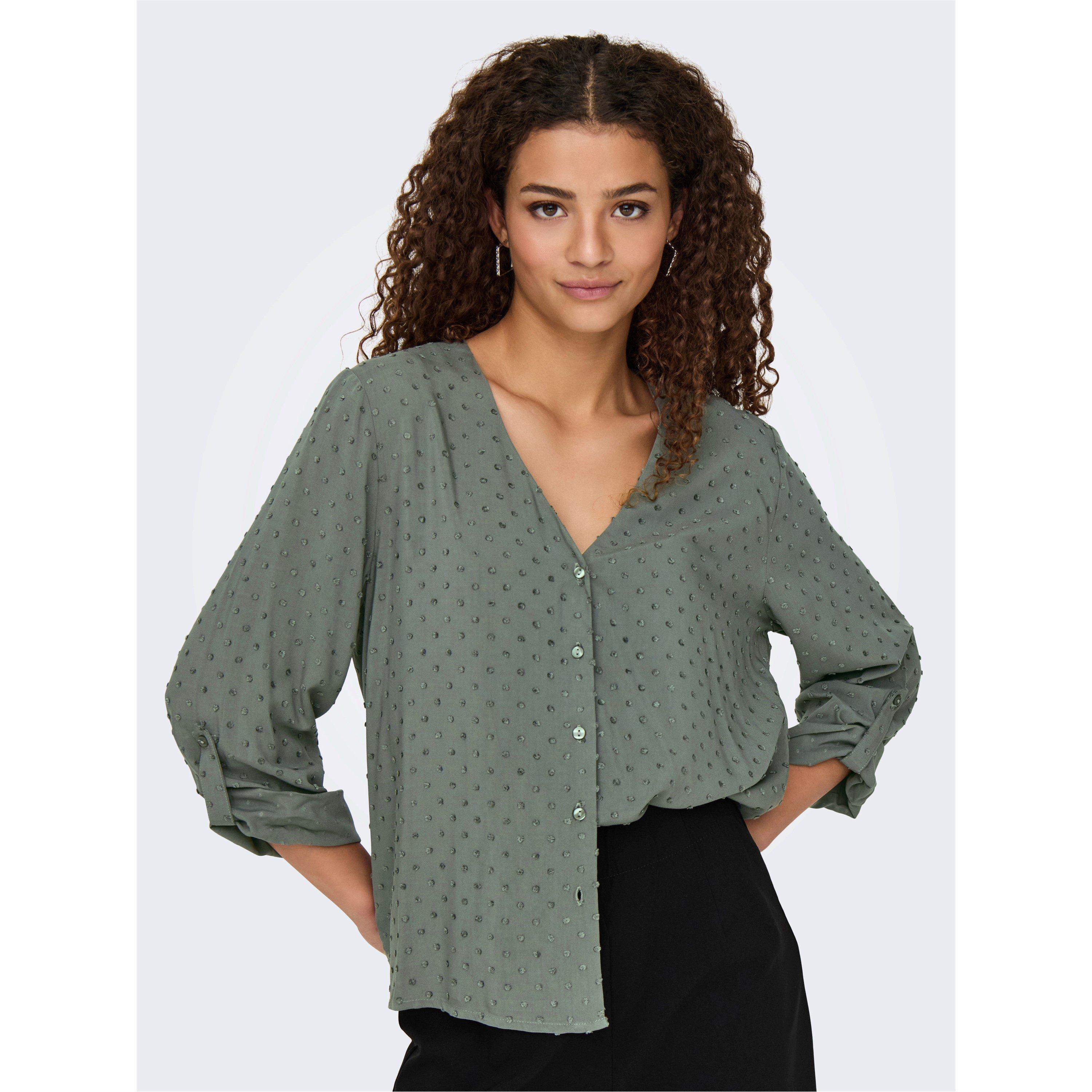 Castor Gray - Only - Long Sleeve Plain Shirt - 3