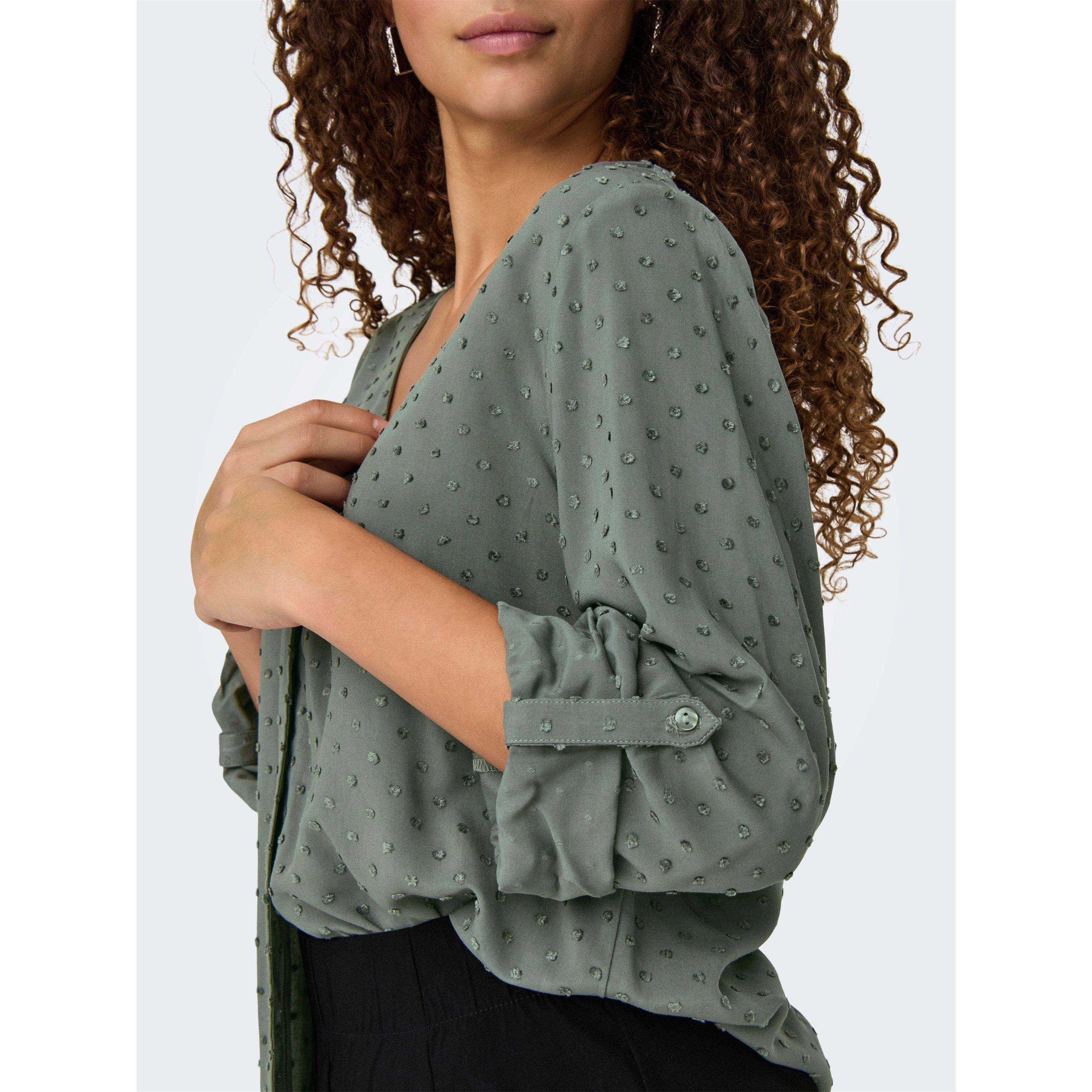 Castor Gray - Only - Long Sleeve Plain Shirt - 4