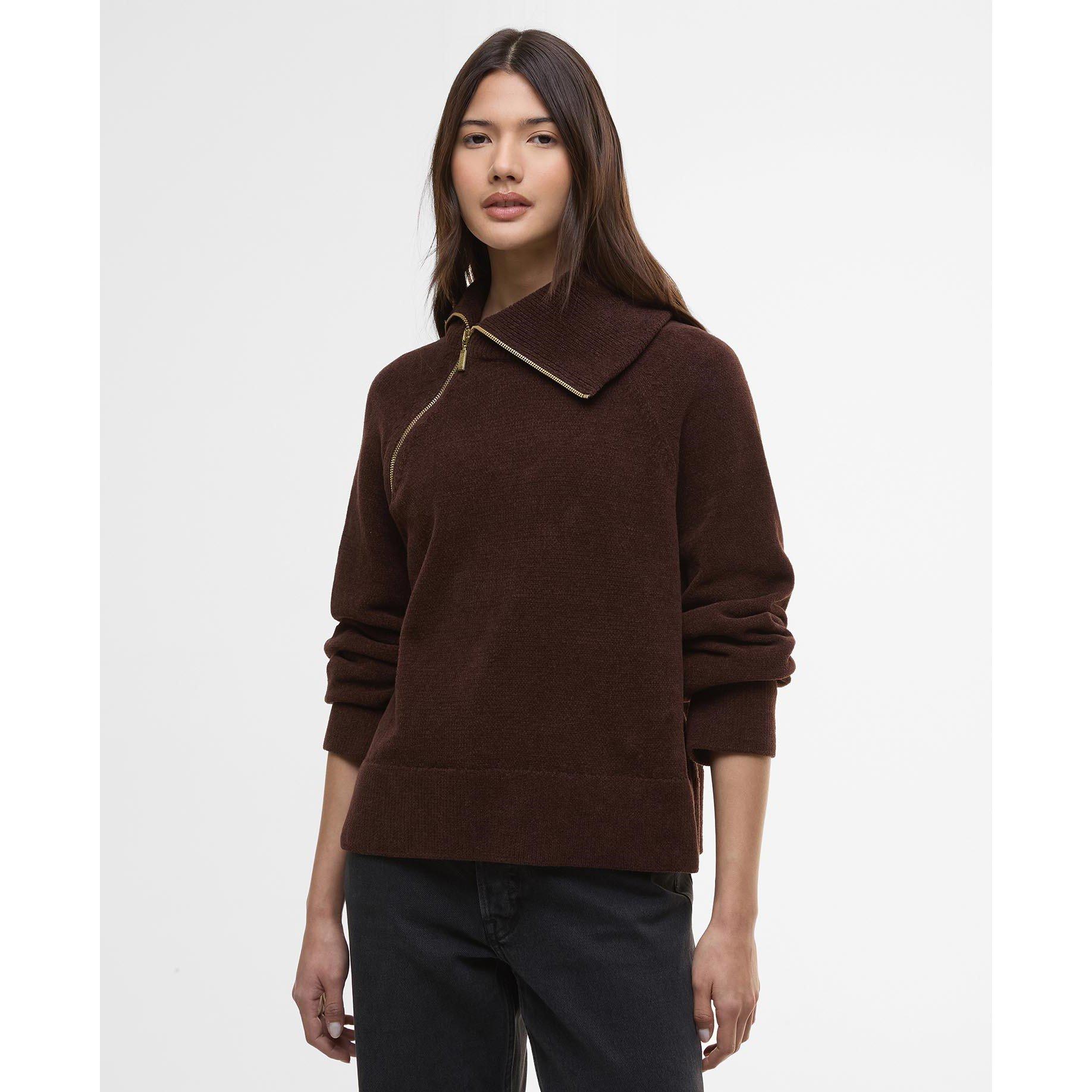 Chocolate - Barbour International - Saskia Funnel-Neck Jumper - 2