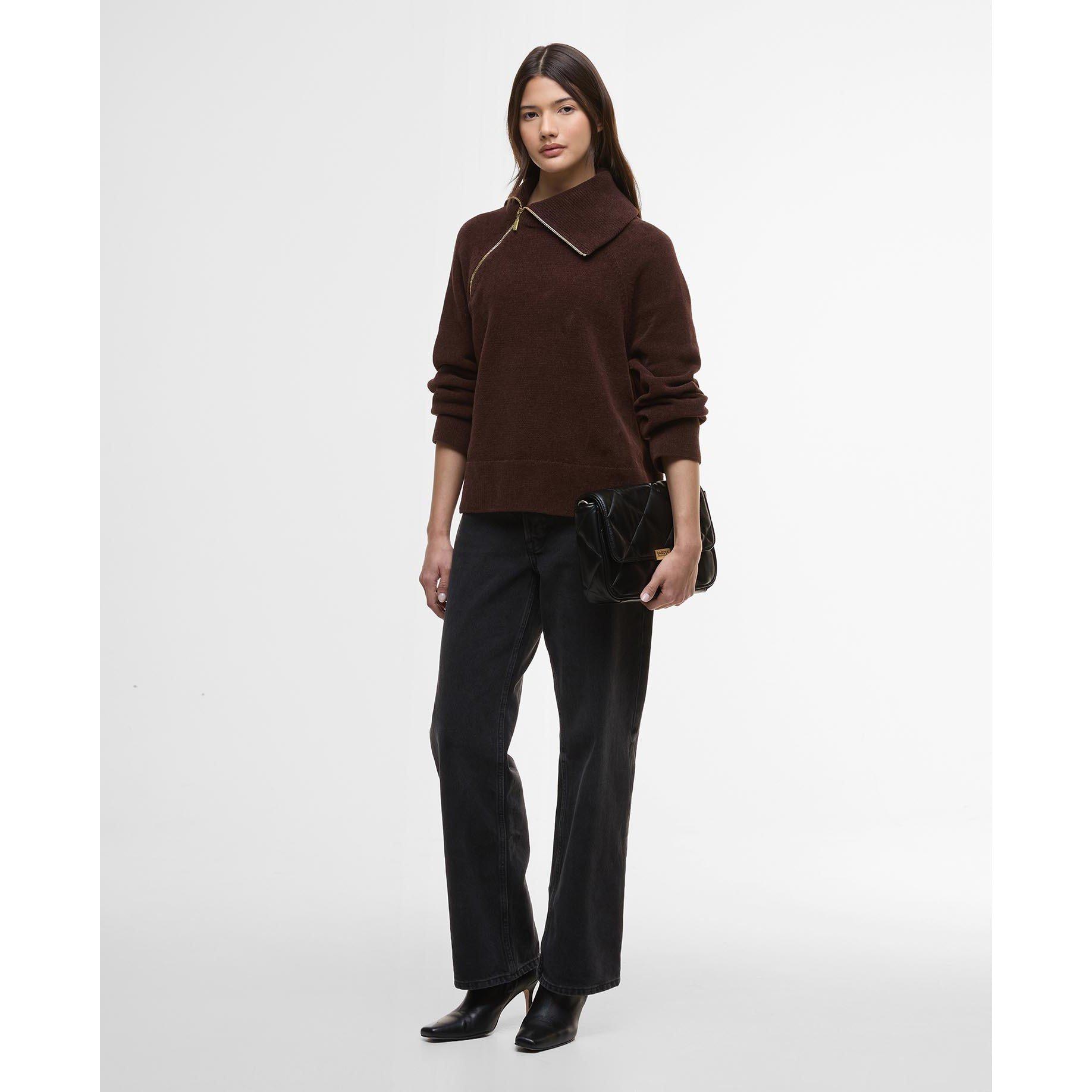 Chocolate - Barbour International - Saskia Funnel-Neck Jumper - 6