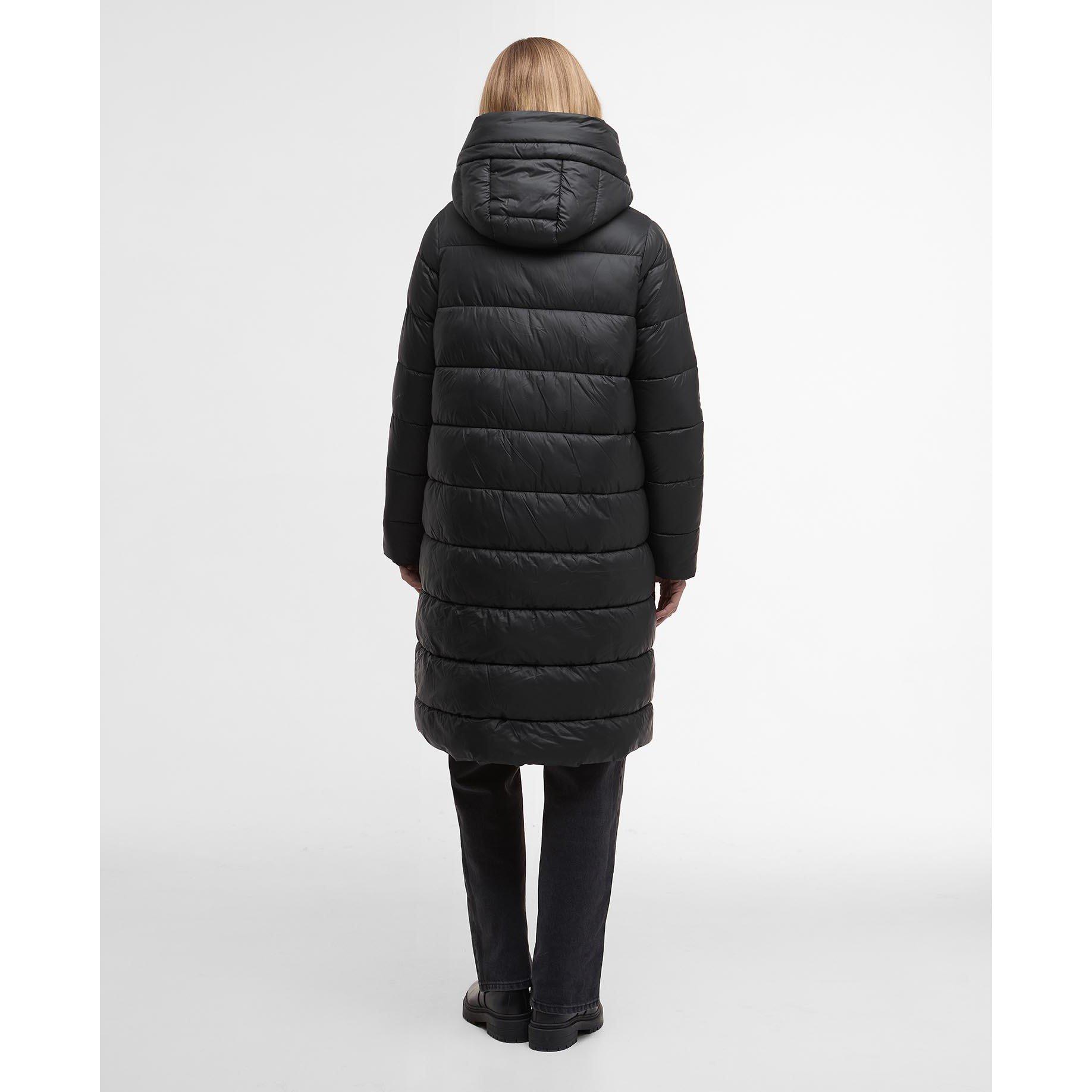 Black - Barbour International - Women's Olivios Lightweight Hooded Long Puffer Jacket - 3