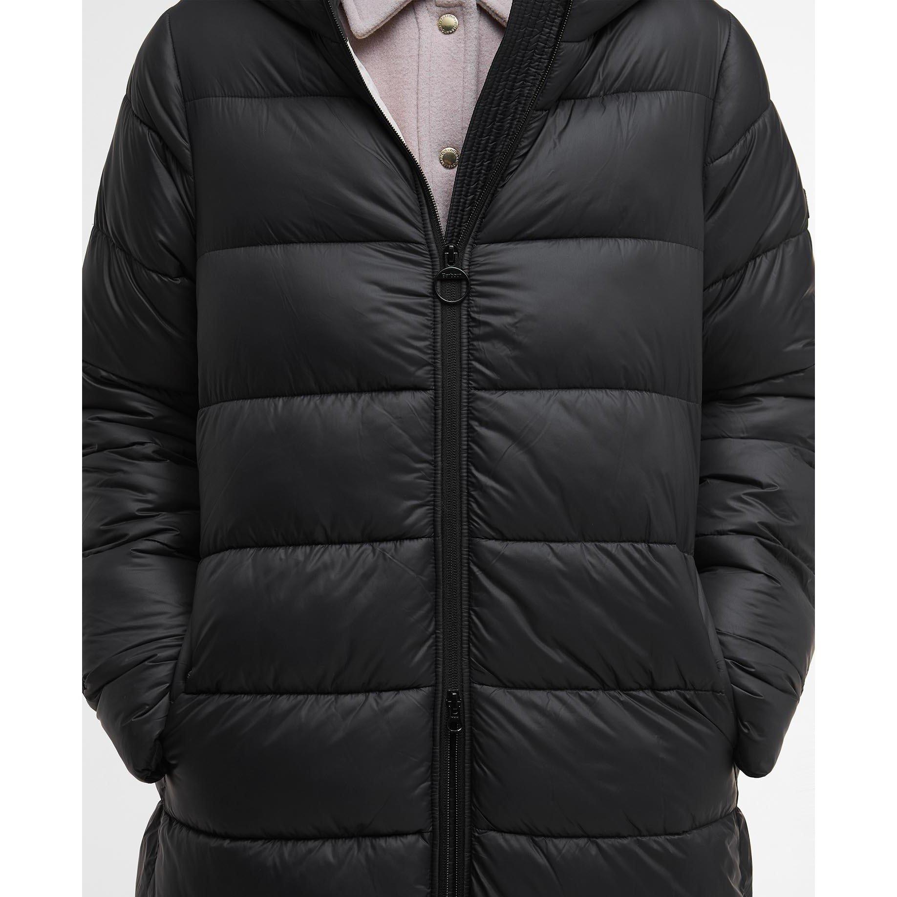 Black - Barbour International - Women's Olivios Lightweight Hooded Long Puffer Jacket - 5