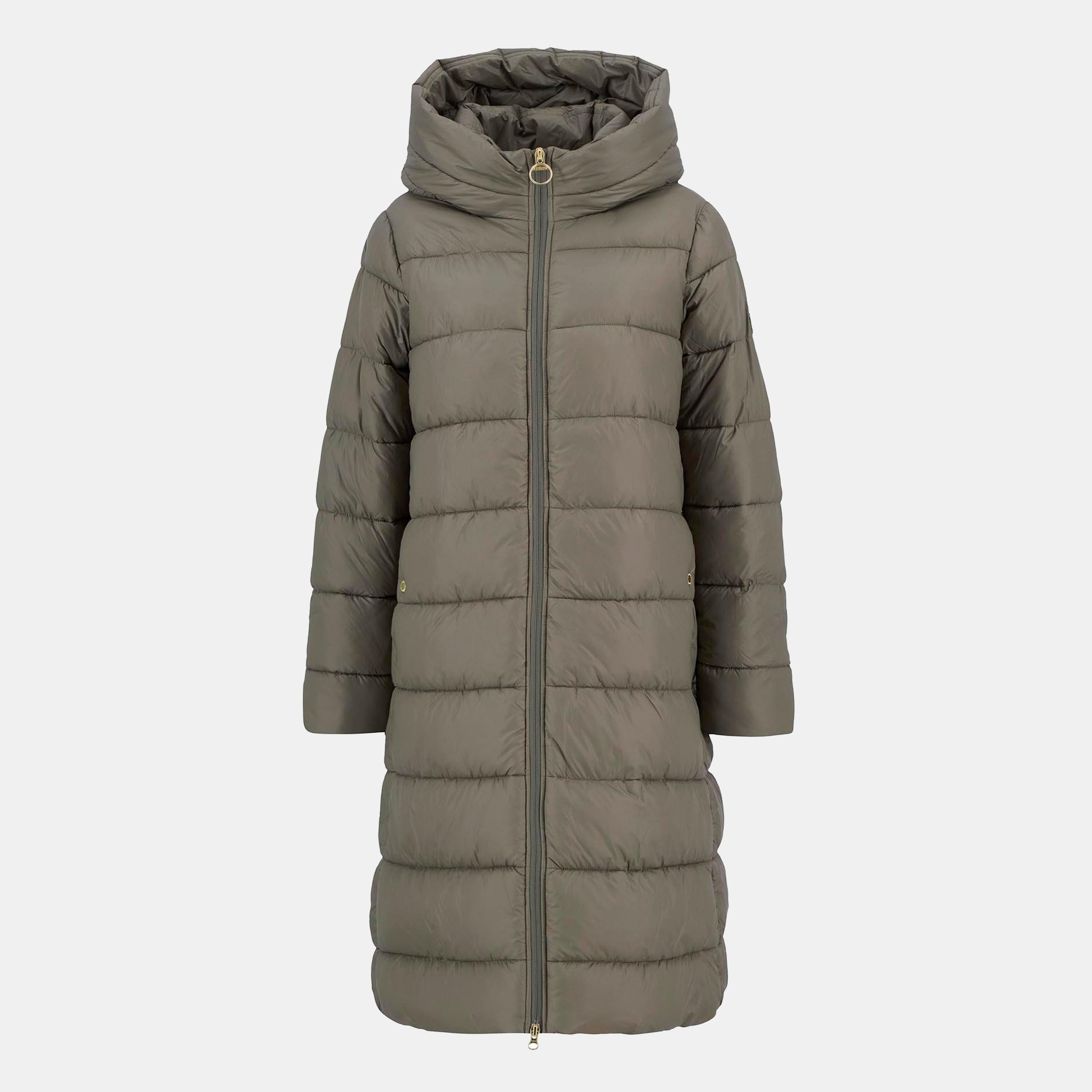 Barbour International Women's Olivios Lightweight Hooded Long Puffer Jacket - Dusky Khaki - 18 (2XL)