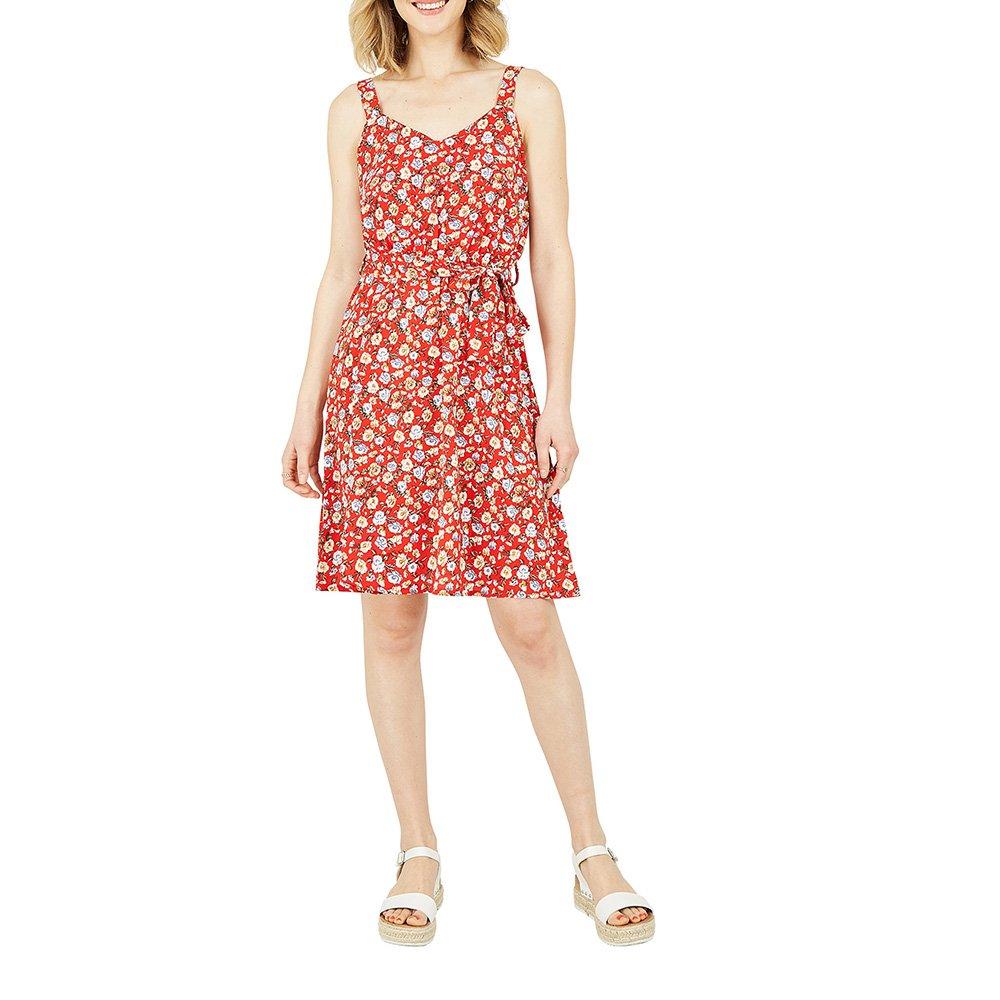 Red - Mela London - Women's Red Floral Ditsy Wrap Dress - 2