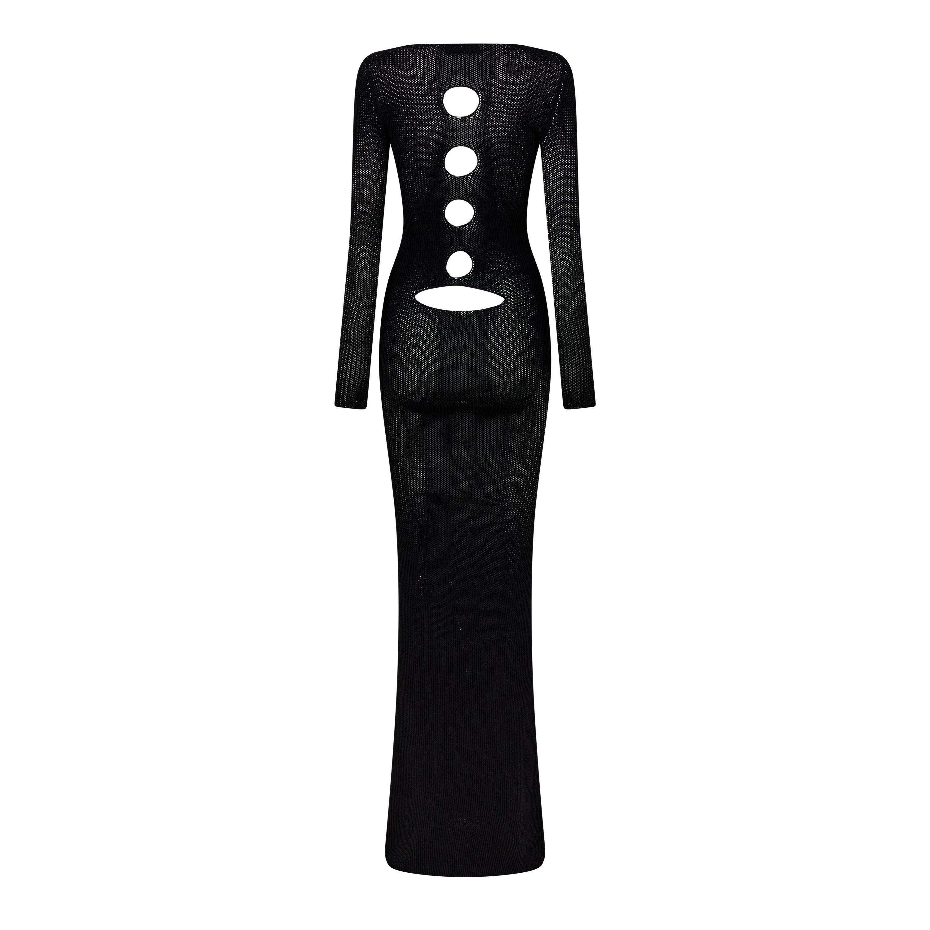 Preto/Azul Claro - Off White - Women's Cut Out Maxi Dress - 2