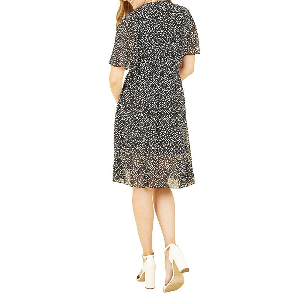 Black - Mela London - Women's Frill Wrap Dress - 4