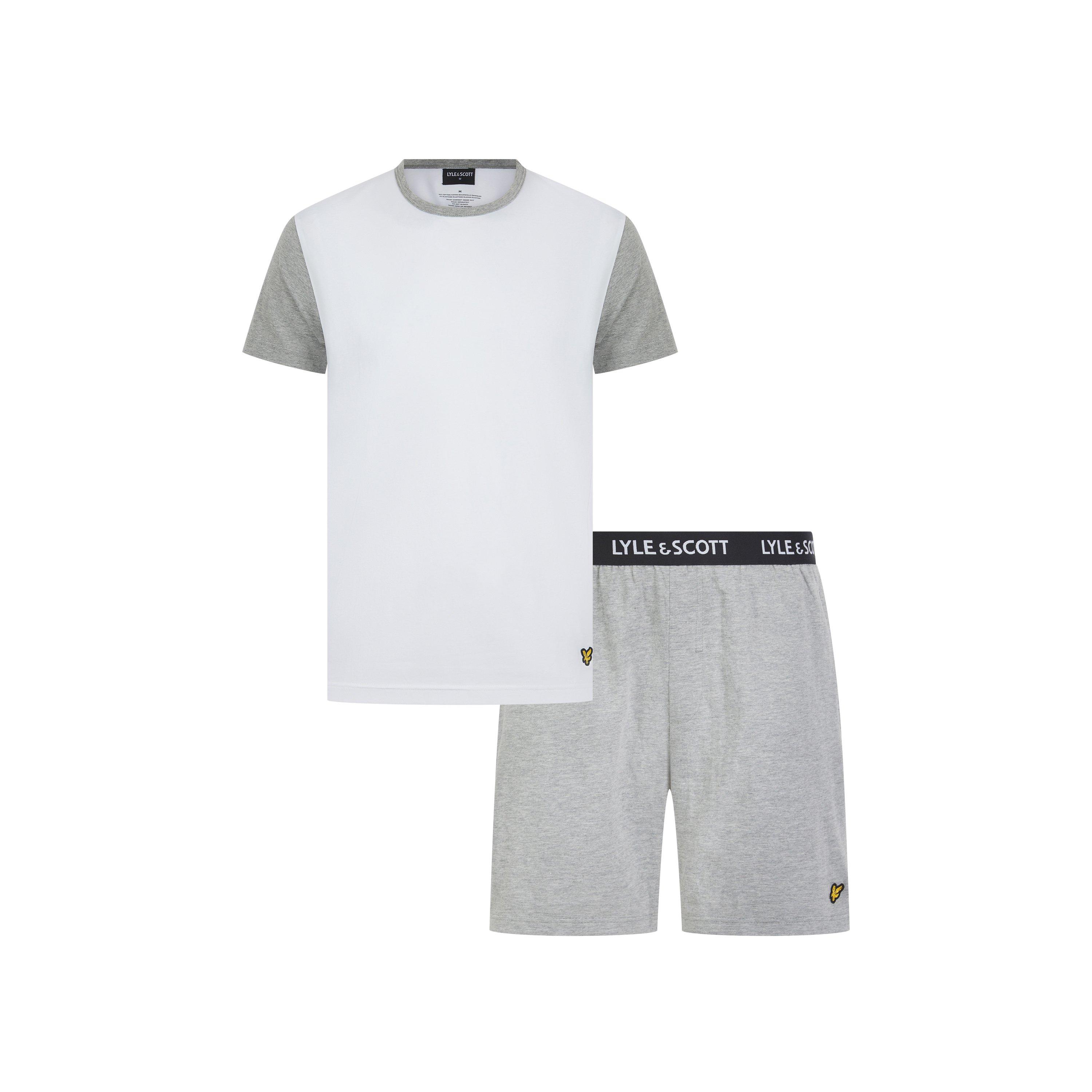 Lyle And Scott Men's Short Sleeve Pyjama Set - White/Grey Marl - L
