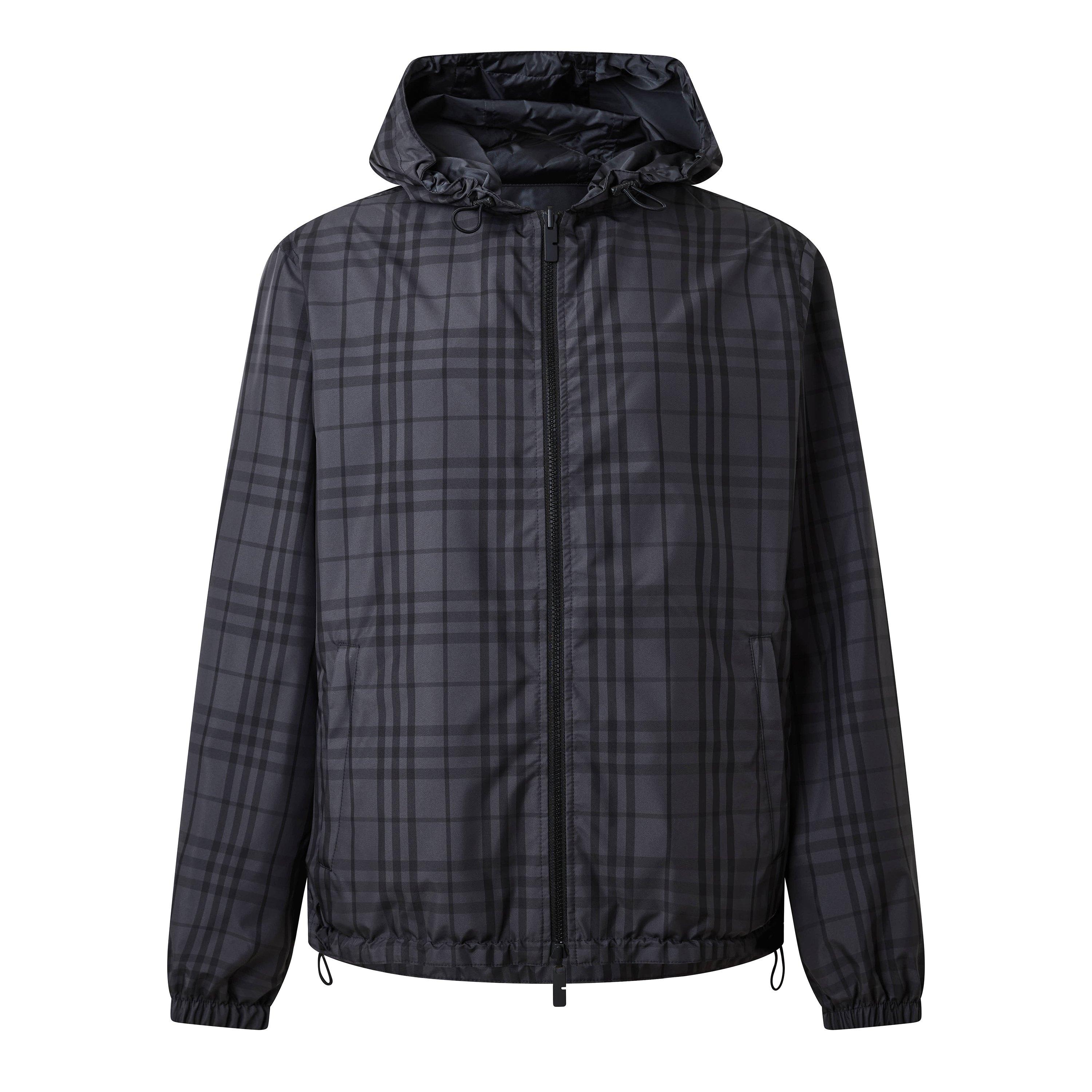 Burberry Men's Reversible Check Long Sleeve Windbreaker - Iron - L