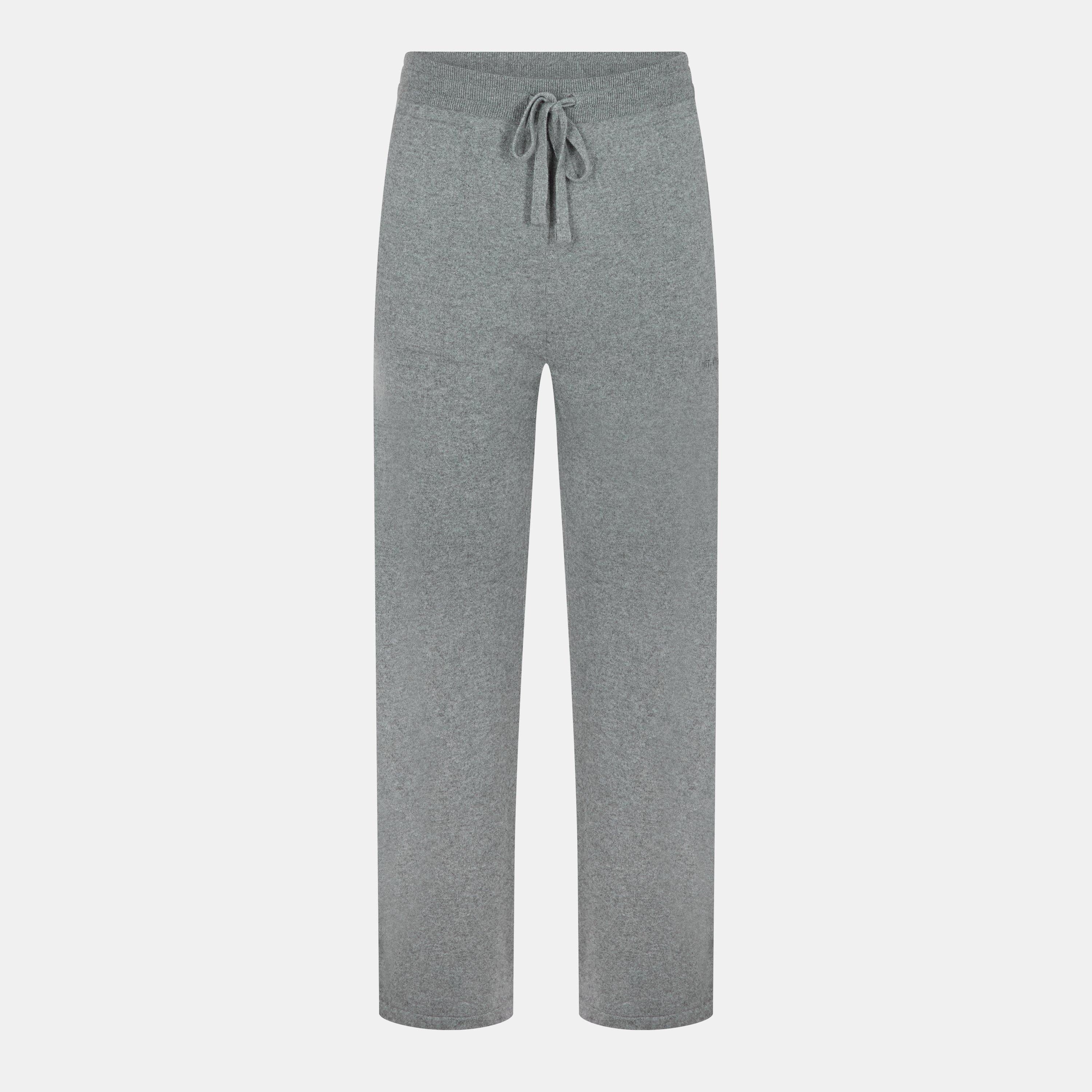 Gray - Off White - Men's Cashmere Tailored Fit Knitted Trousers - 1