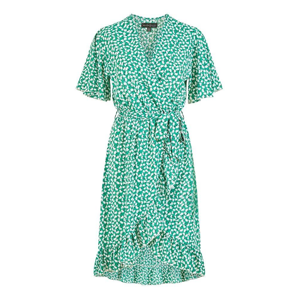 Mela London Women's Ditsy Floral Frill Wrap Dress Green - 8 (XS)