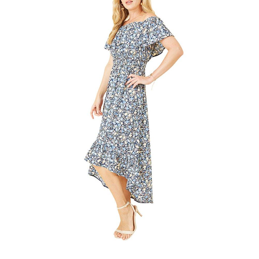 Blue - Mela London - Women's Blue Floral Ditsy Bardot Maxi Dress - 2
