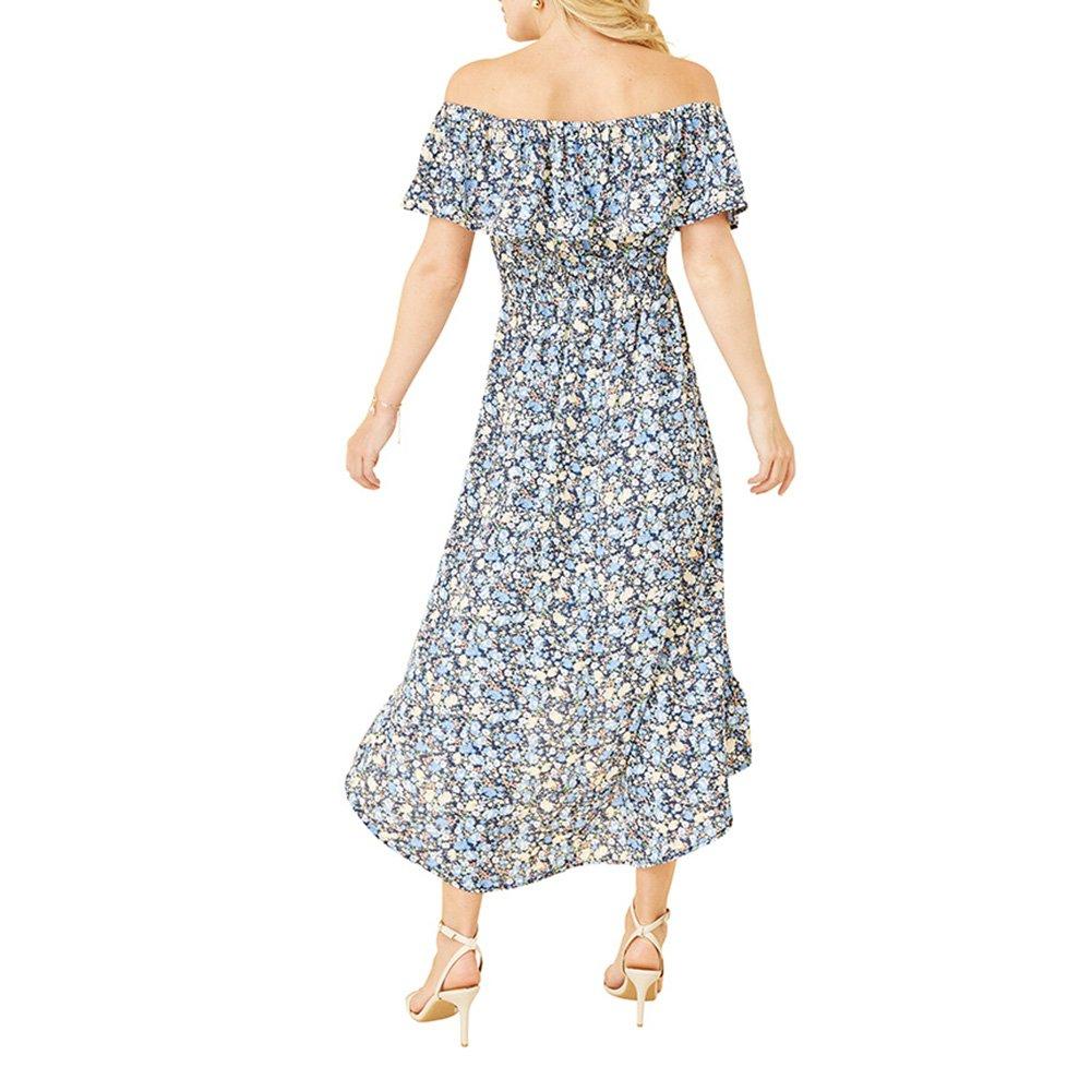 Blue - Mela London - Women's Blue Floral Ditsy Bardot Maxi Dress - 4