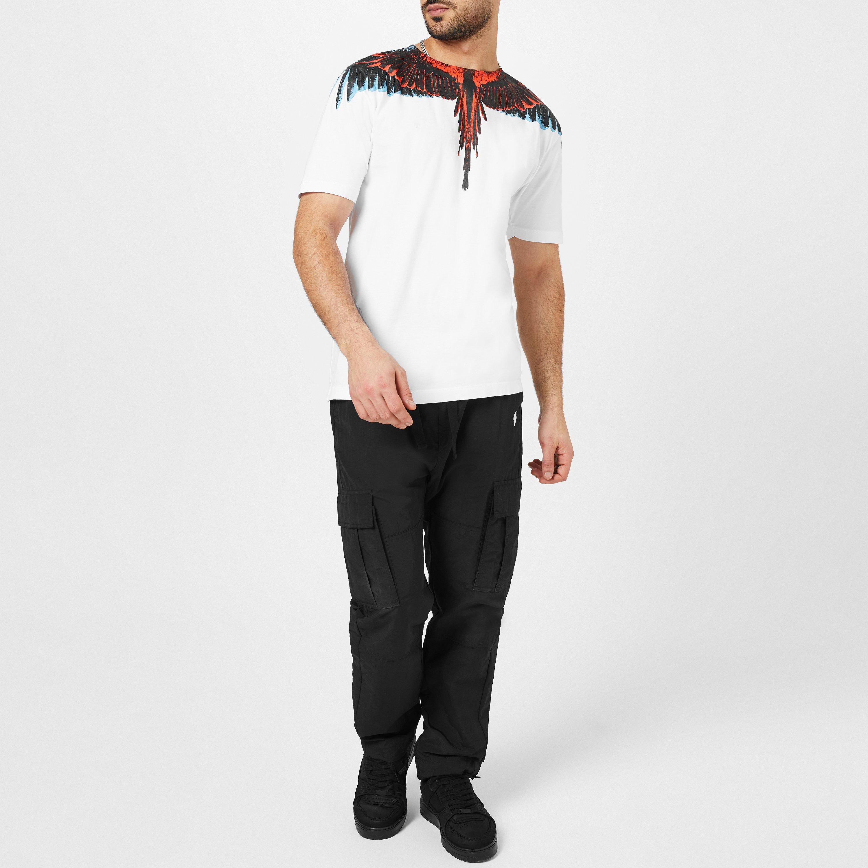 Wht/Rd 0125 - Marcelo Burlon - Men's Icon Wings Cotton Graphic Short Sleeve T-Shirt - 2