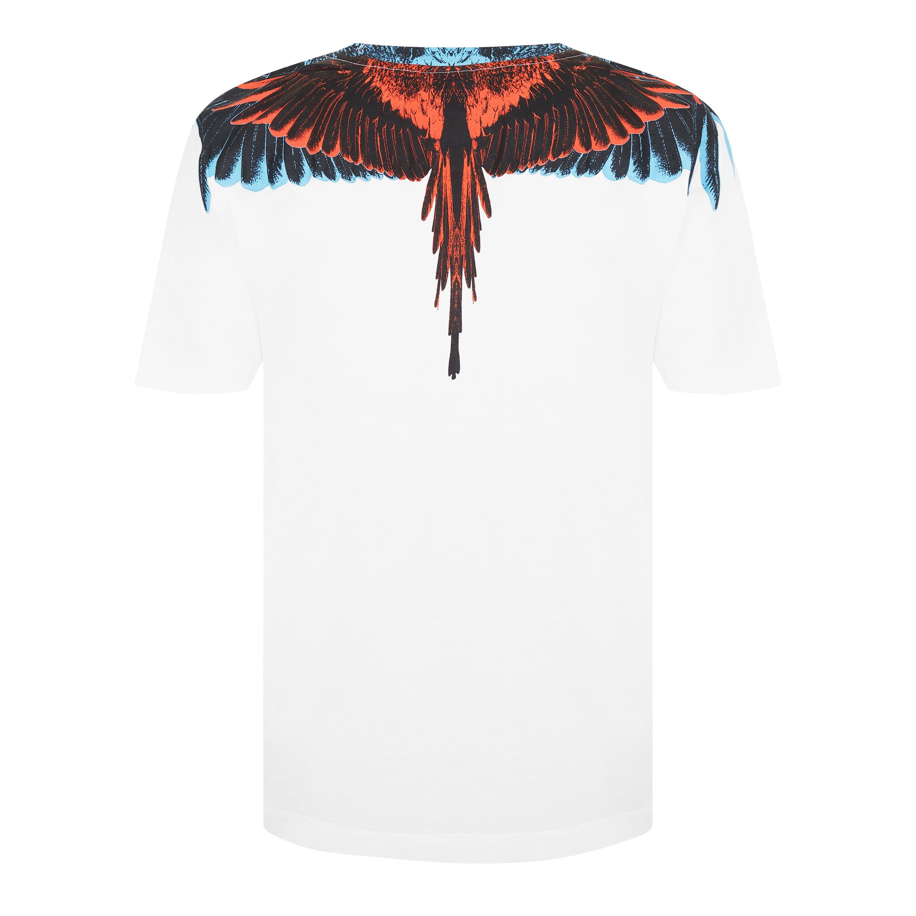Wht/Rd 0125 - Marcelo Burlon - Men's Icon Wings Cotton Graphic Short Sleeve T-Shirt - 5