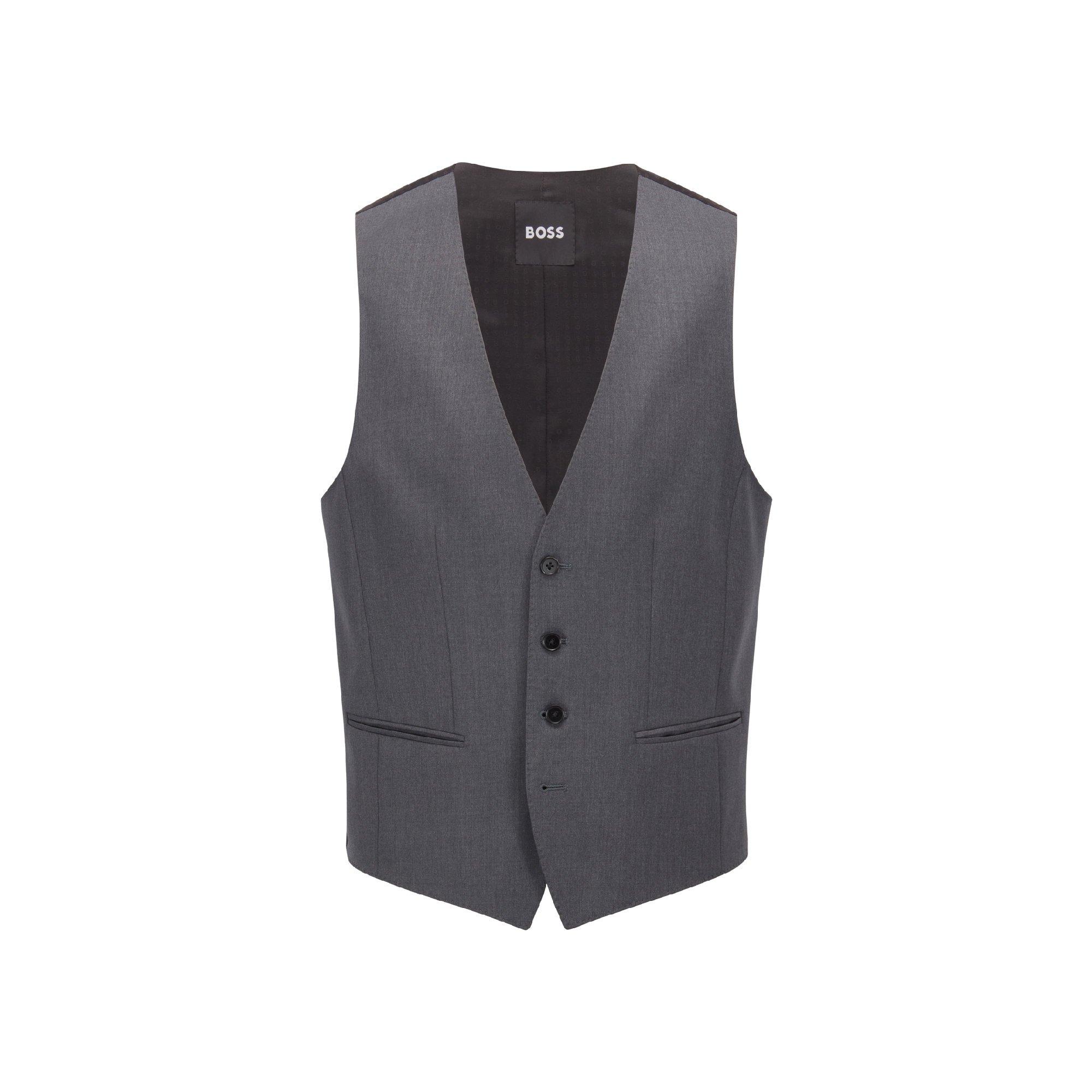 Dark Grey - Boss - Men's Huge Formal Vest - 4