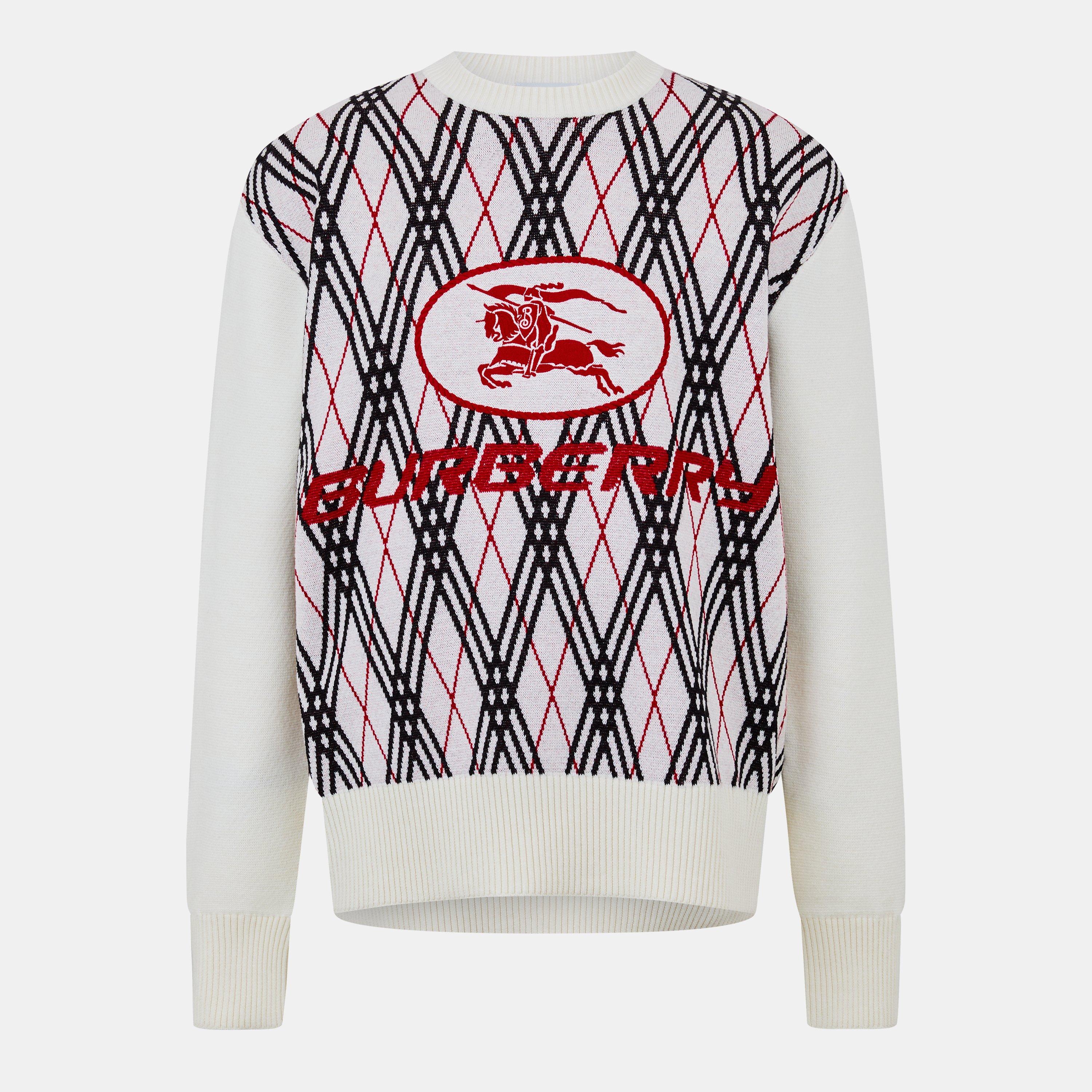 Burberry Men's Check Knitted Crew Neck Jumper | Cruise Fashion