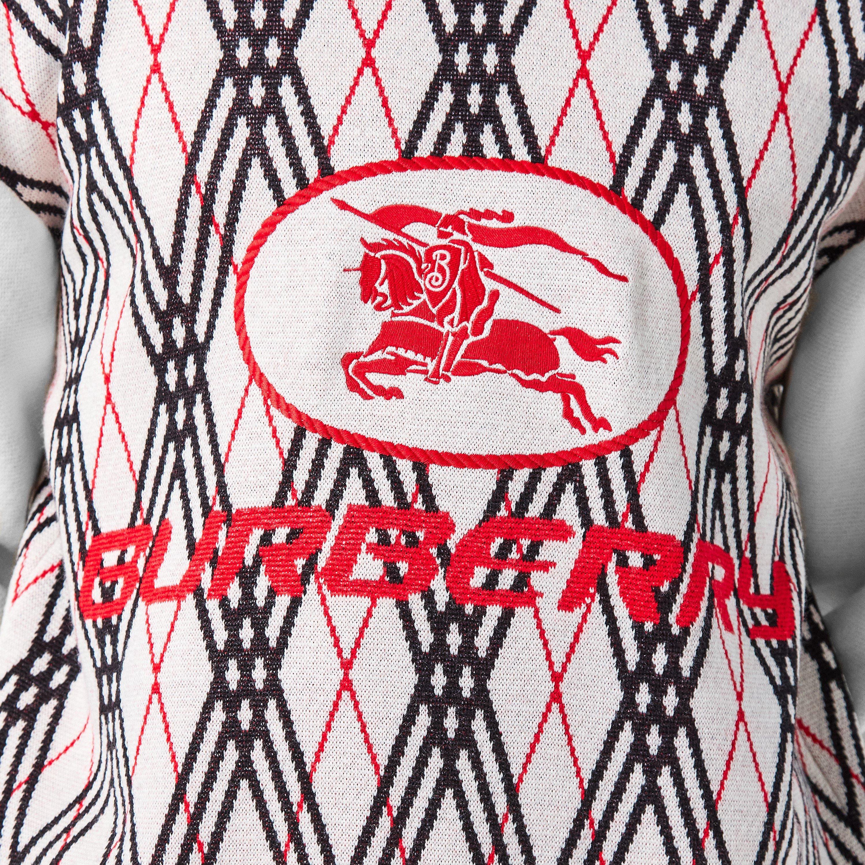 Chalk - Burberry - Men's Check Knitted Crew Neck Jumper - 5