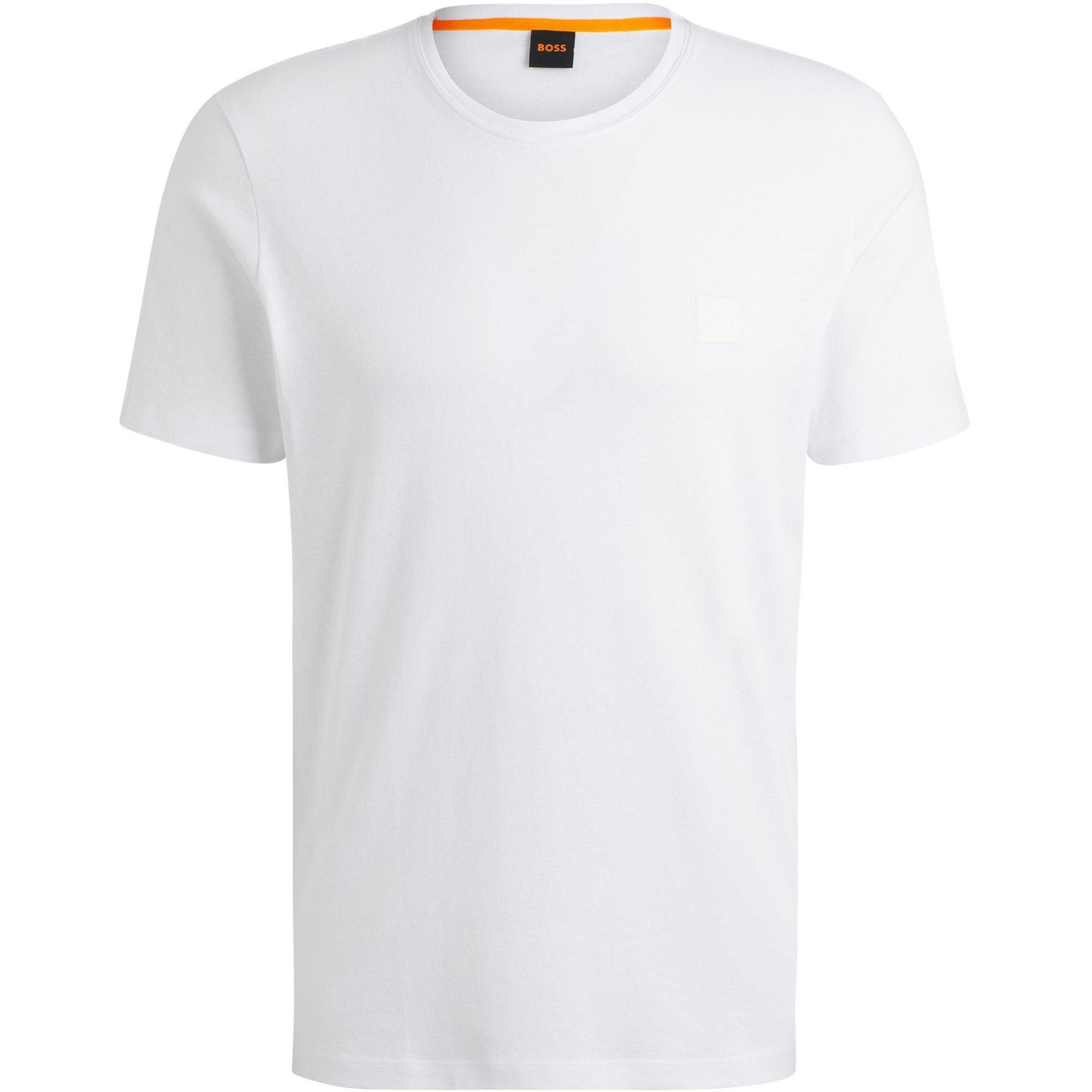 Boss Mens BOSS ORANGE Tales T-Shirt with Logo Patch Premium Cotton - White 100 - XL