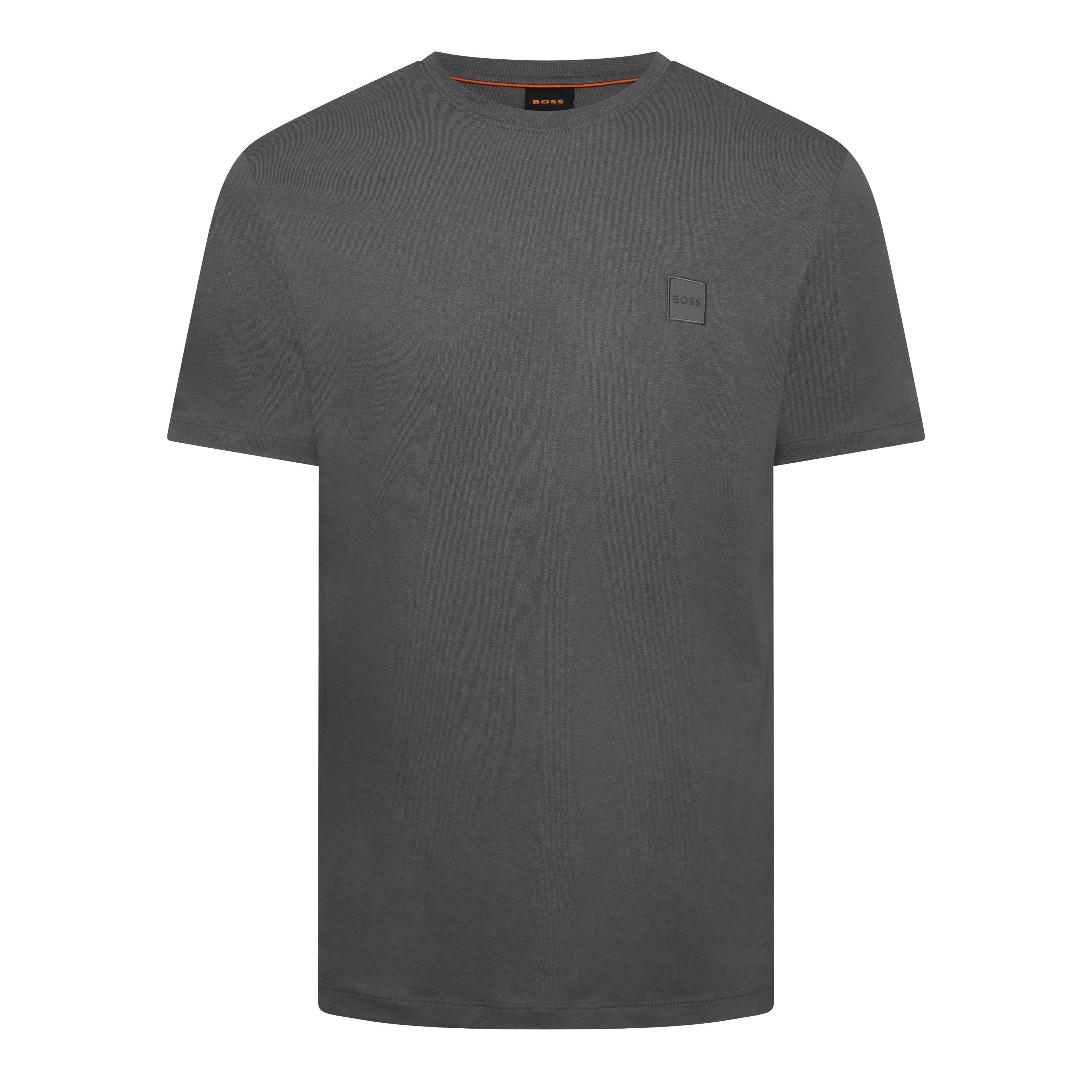 Boss Mens BOSS ORANGE Tales T-Shirt with Logo Patch Premium Cotton - Dark Grey - Large
