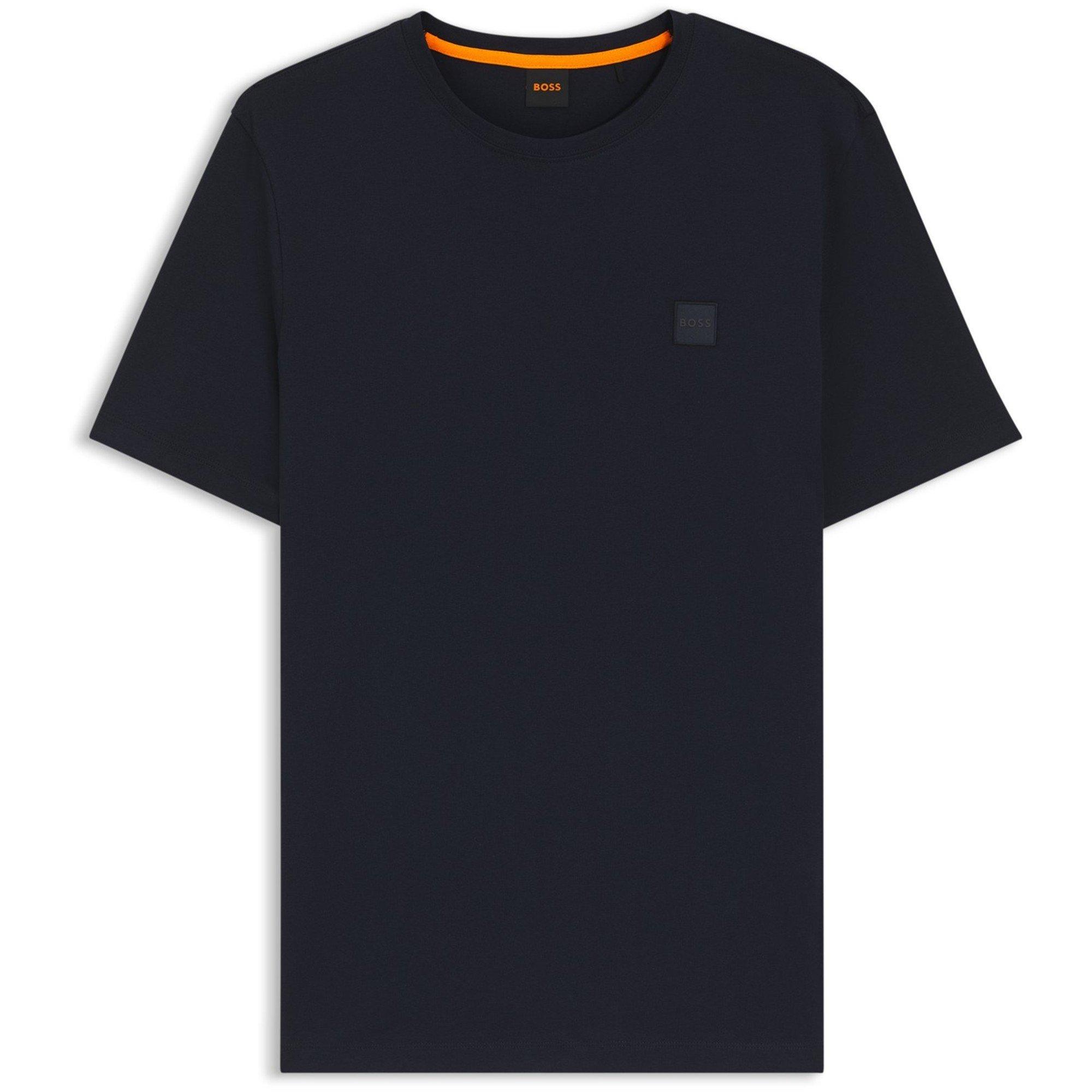 Boss Mens BOSS ORANGE Tales T-Shirt with Logo Patch Premium Cotton - Dark Blue - Large