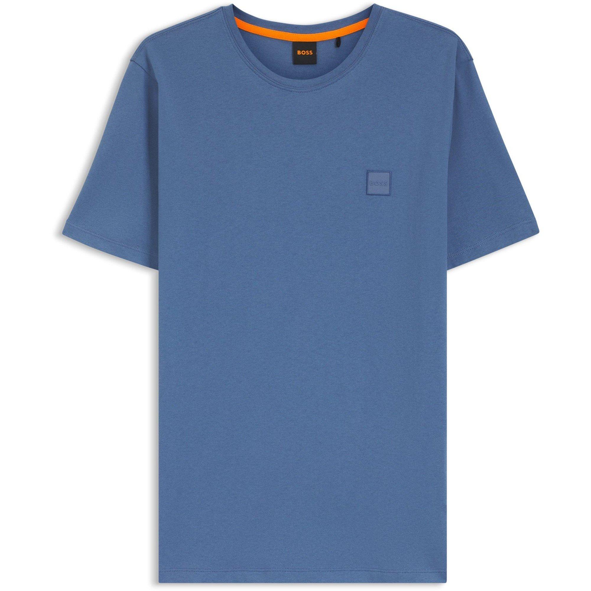 Boss Mens BOSS ORANGE Tales T-Shirt with Logo Patch Premium Cotton - Open Blue - Large