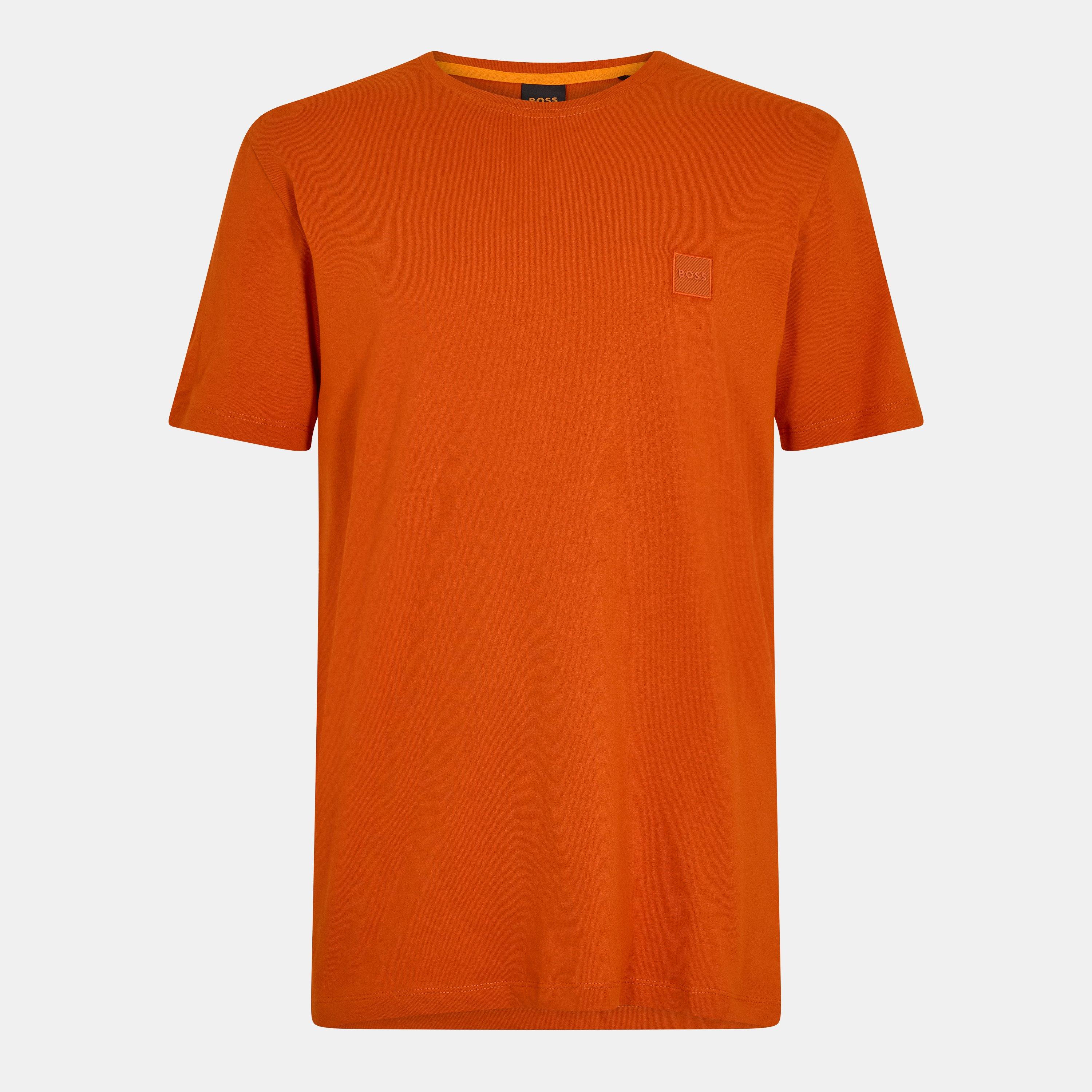 Boss Men's Tales T-Shirt With Logo Patch Premium Cotton Orange - L