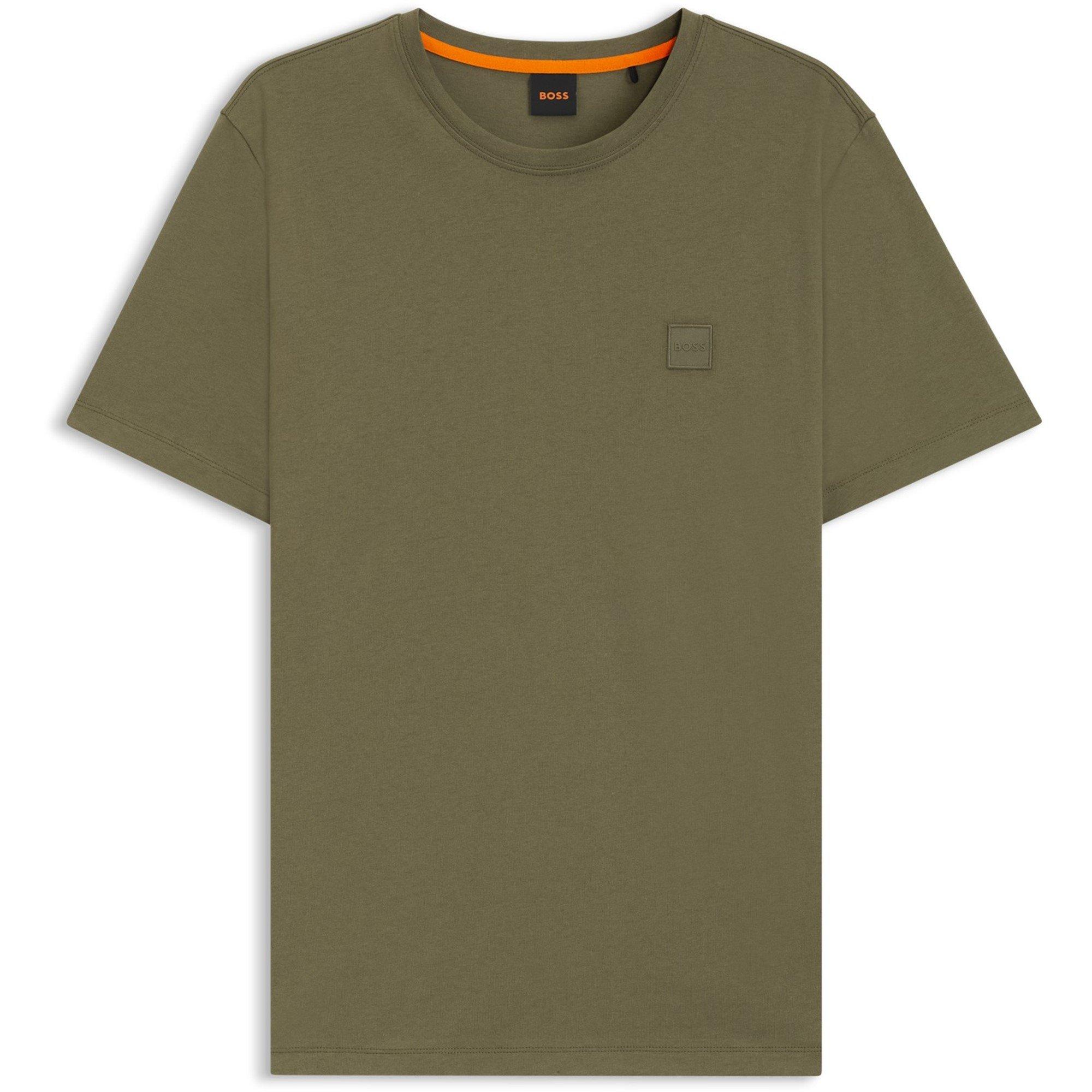 Boss Mens BOSS ORANGE Tales T-Shirt with Logo Patch Premium Cotton - Open Green 342 - M