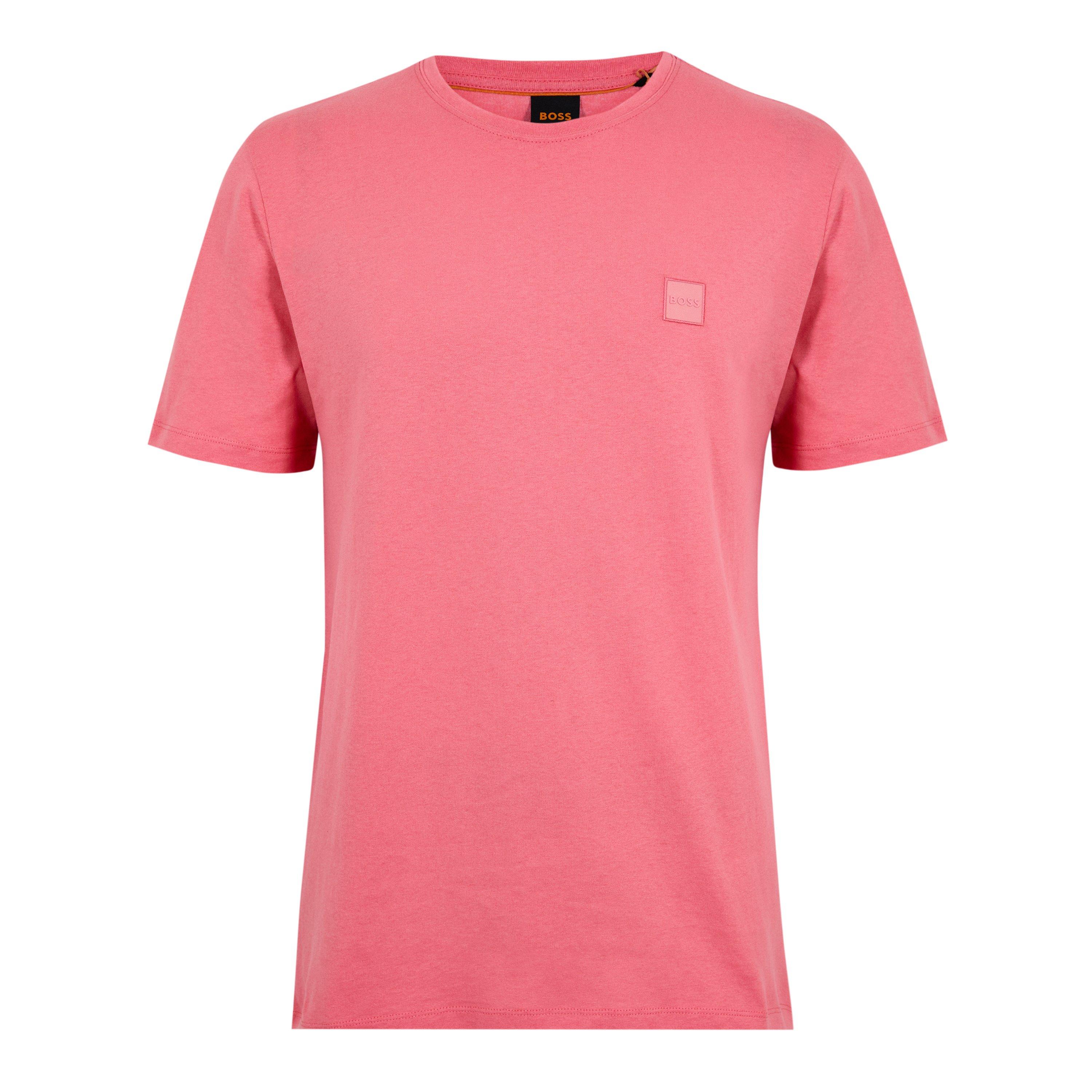 Boss Men's Orange Tales T-Shirt With Logo Patch Premium Cotton - Light Red 632 - 2XL