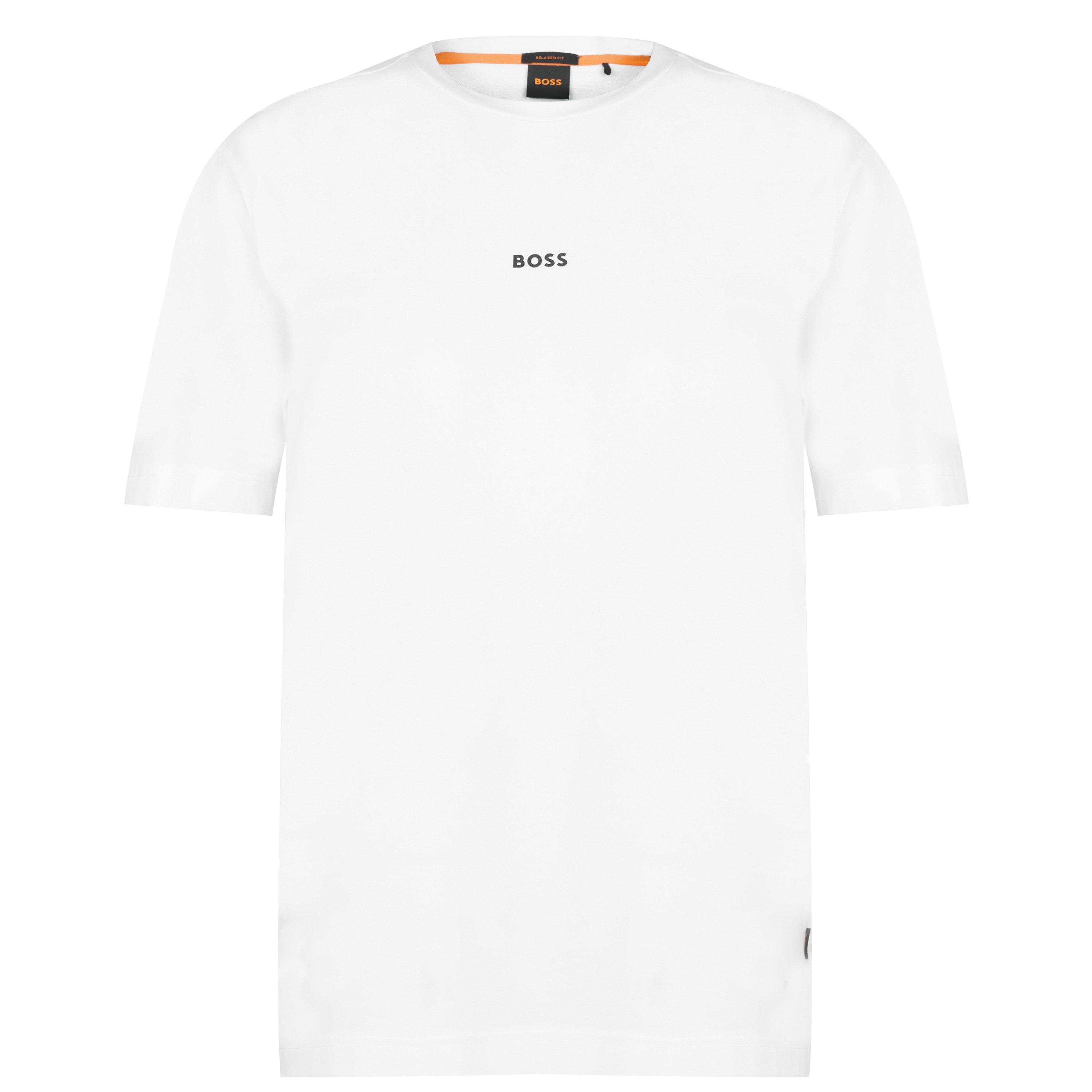 Boss Men's Orange Oversized Tchup T-Shirt With Logo Detail - White 100 - 2XL