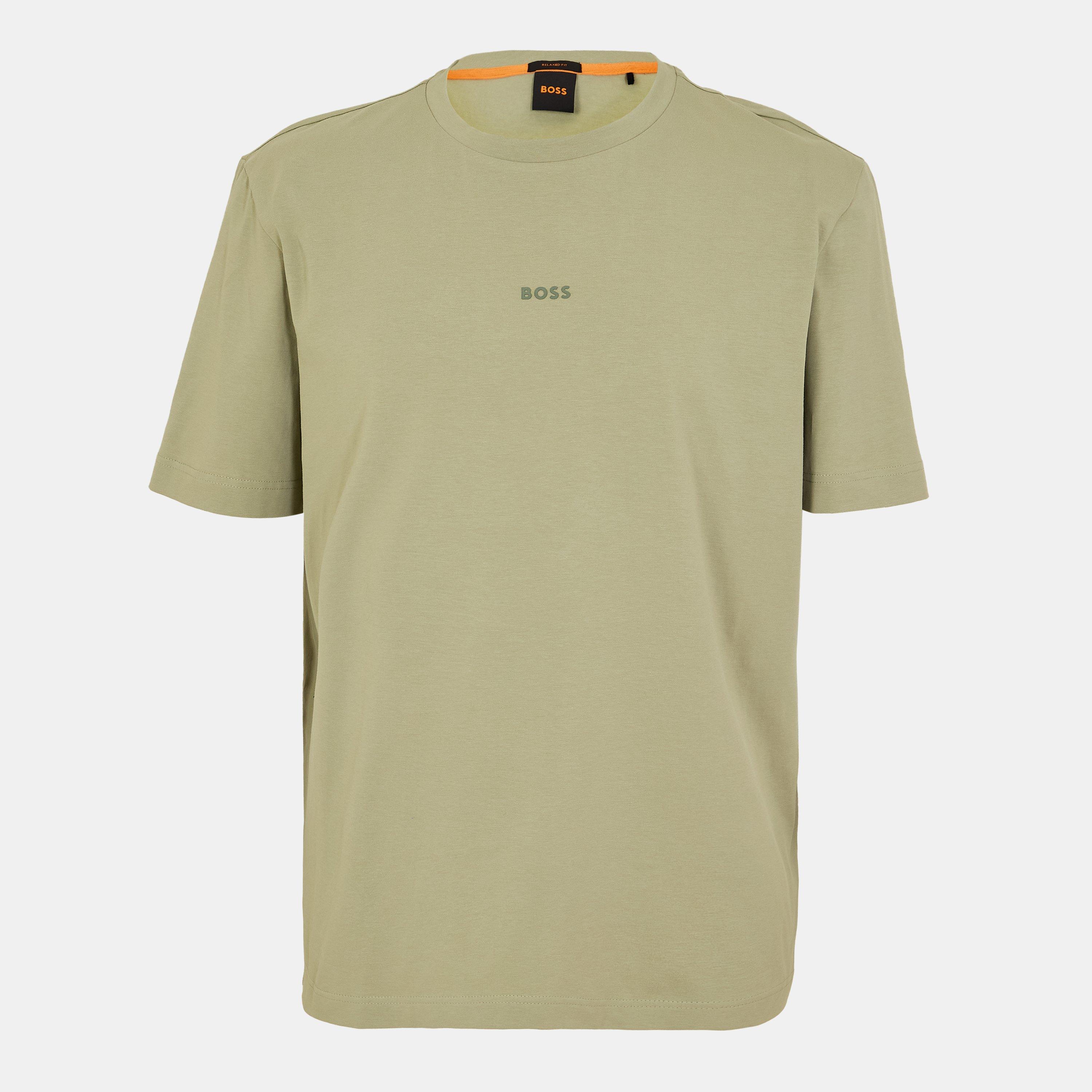 Boss Men's Orange Oversized Tchup T-Shirt With Logo Detail - Open Green - L