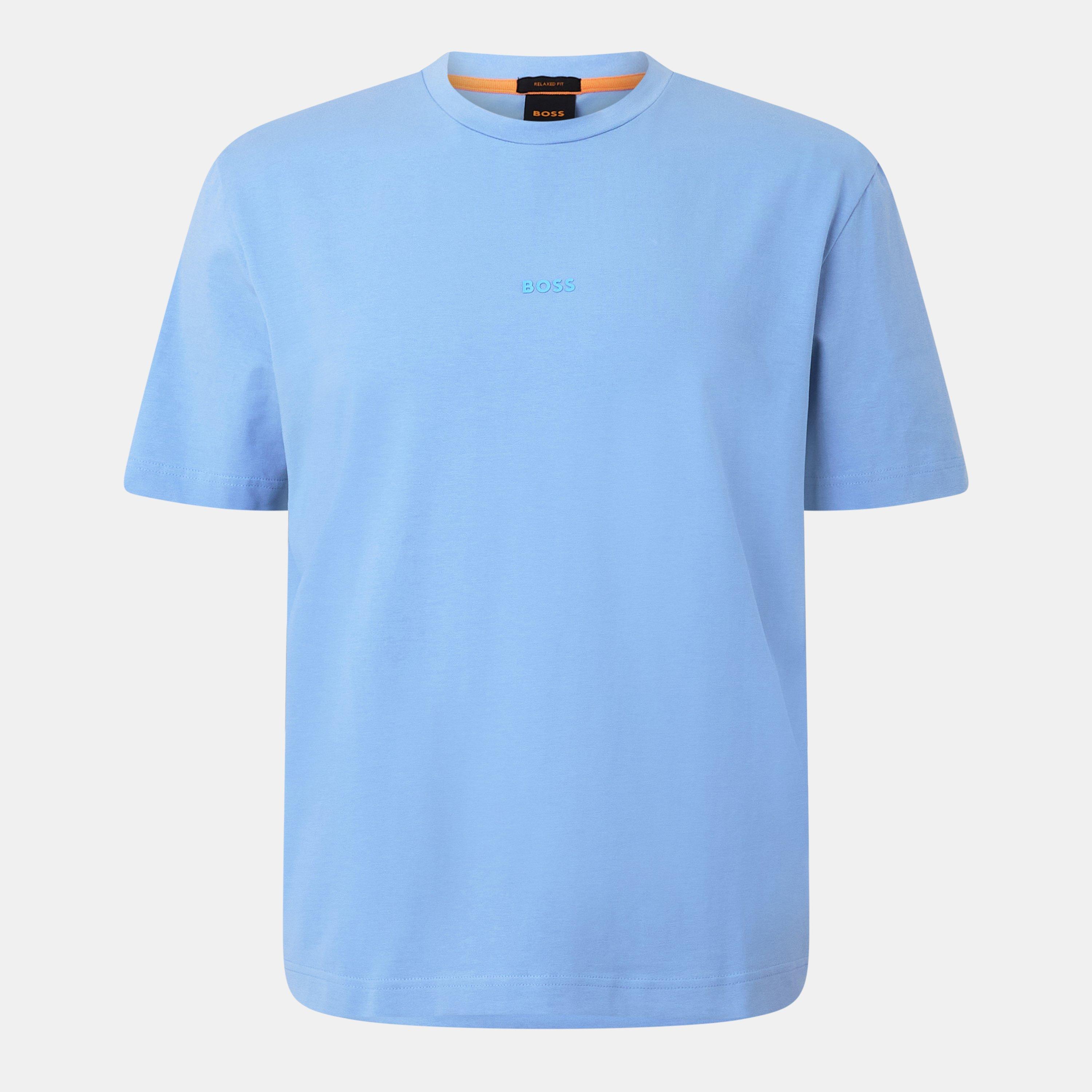 Boss Men's Orange Oversized Tchup T-Shirt With Logo Detail - Open Blue - S