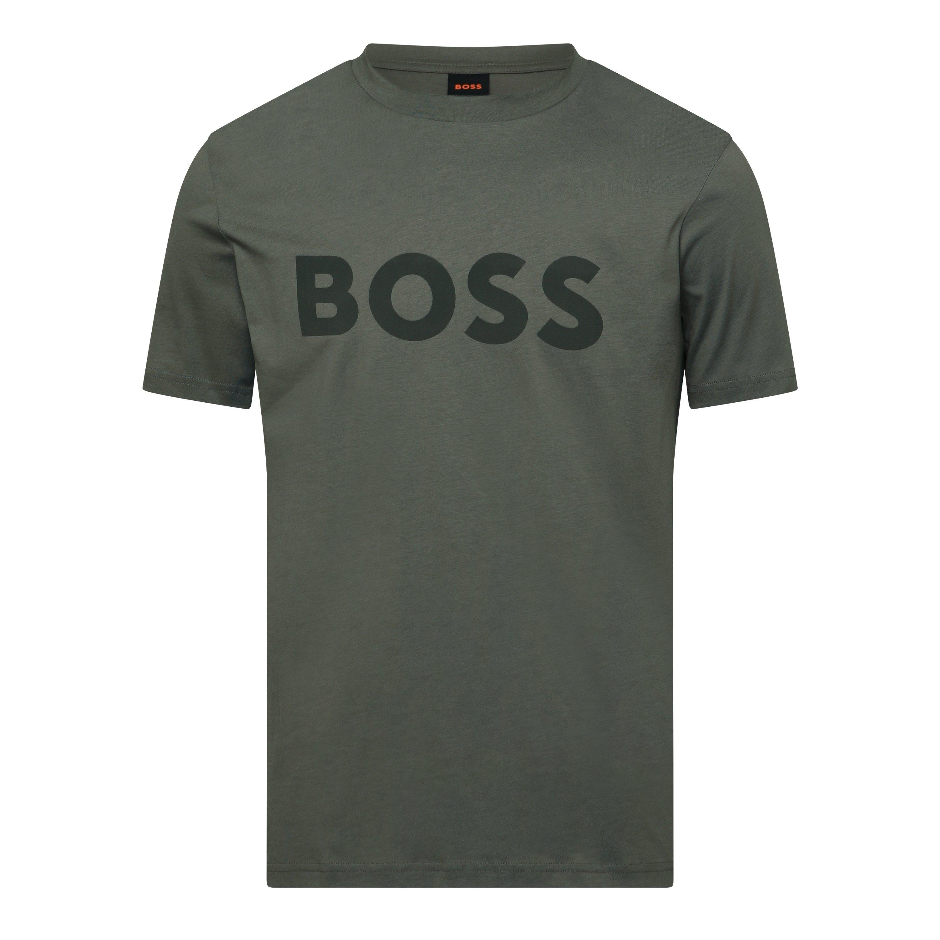 Boss Men's Thinking 1 T-Shirt, Signature Logo - Open Grey - S