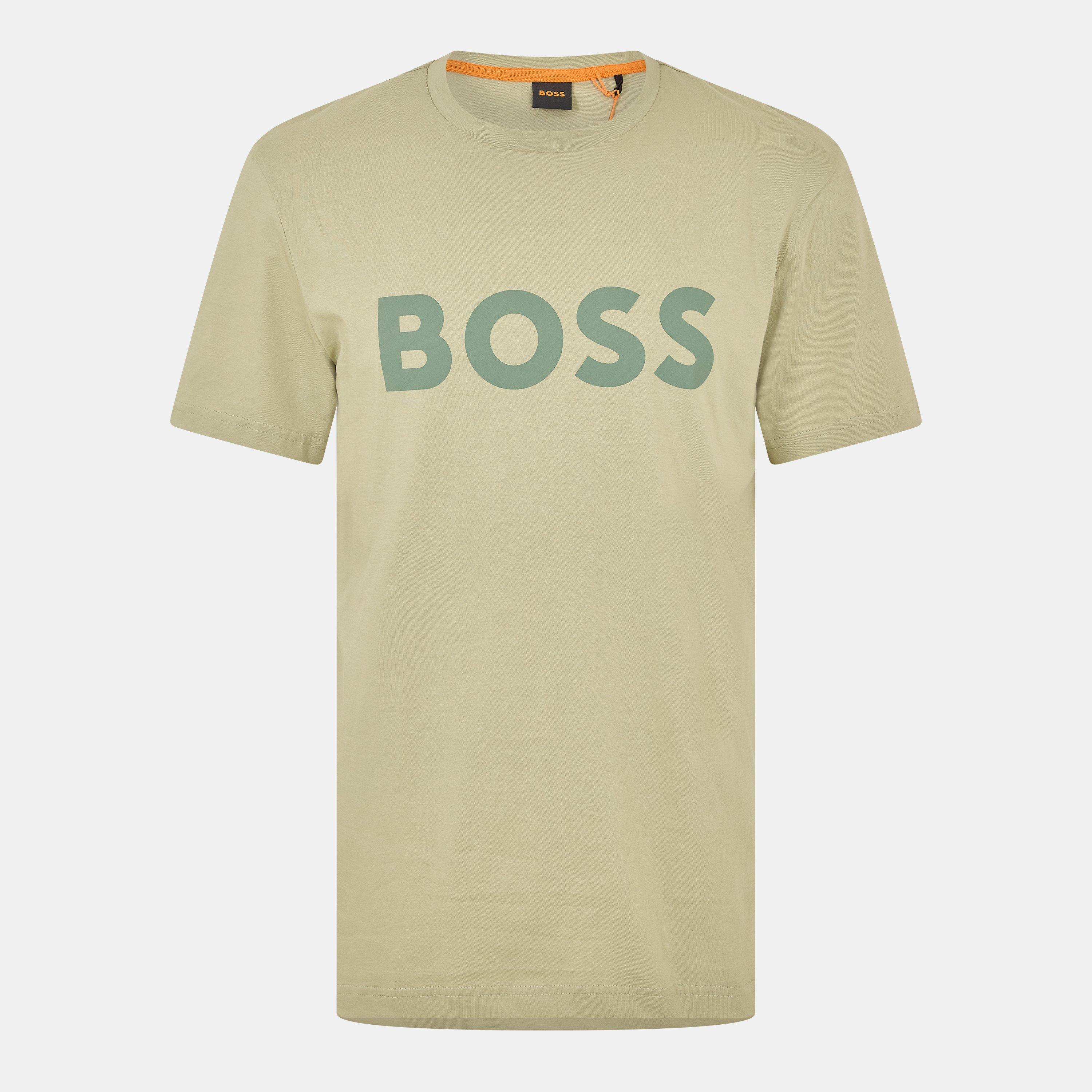 Boss Men's Thinking 1 T-Shirt, Signature Logo - Open Green - S