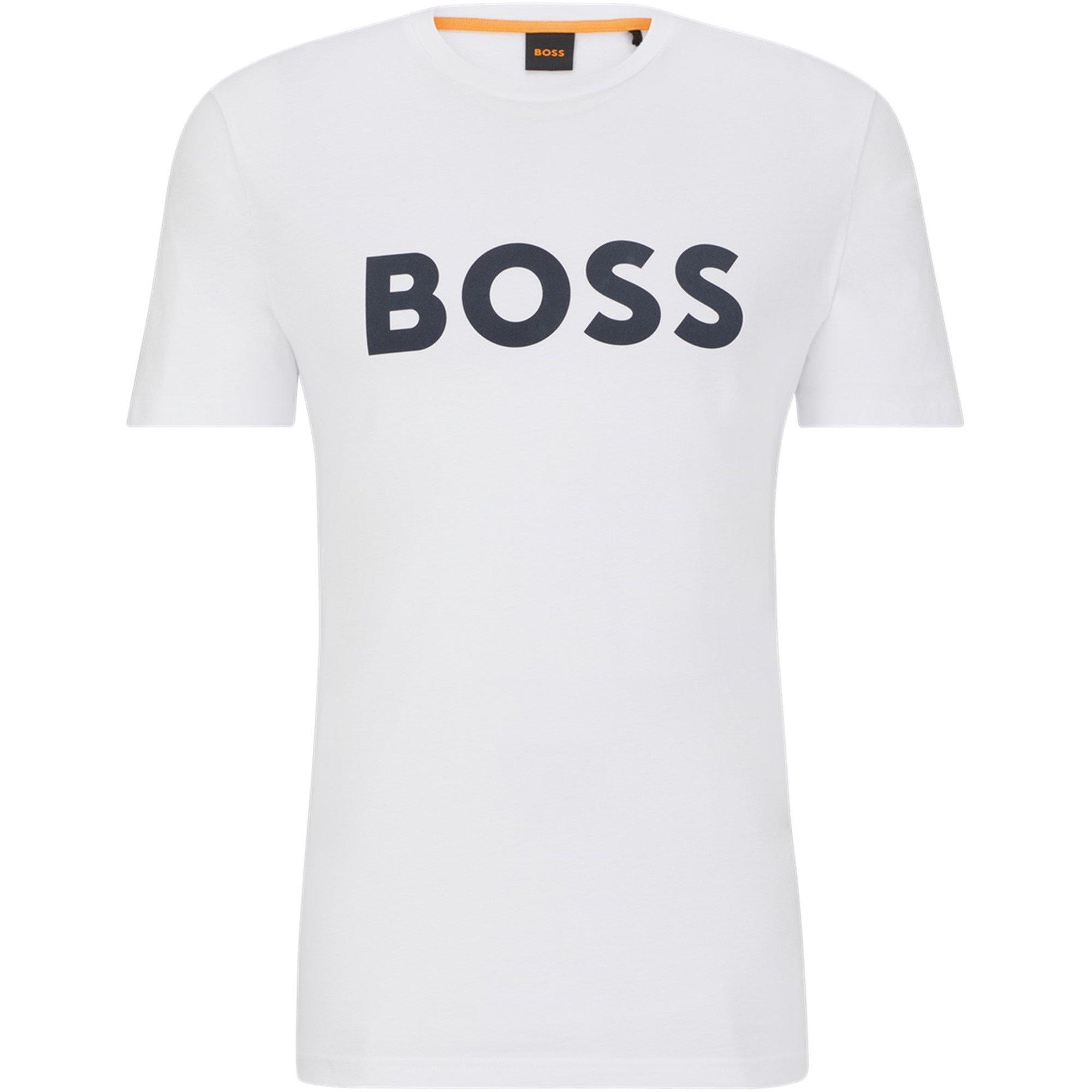 Boss Men's Thinking 1 T-Shirt, Signature Logo - White - L