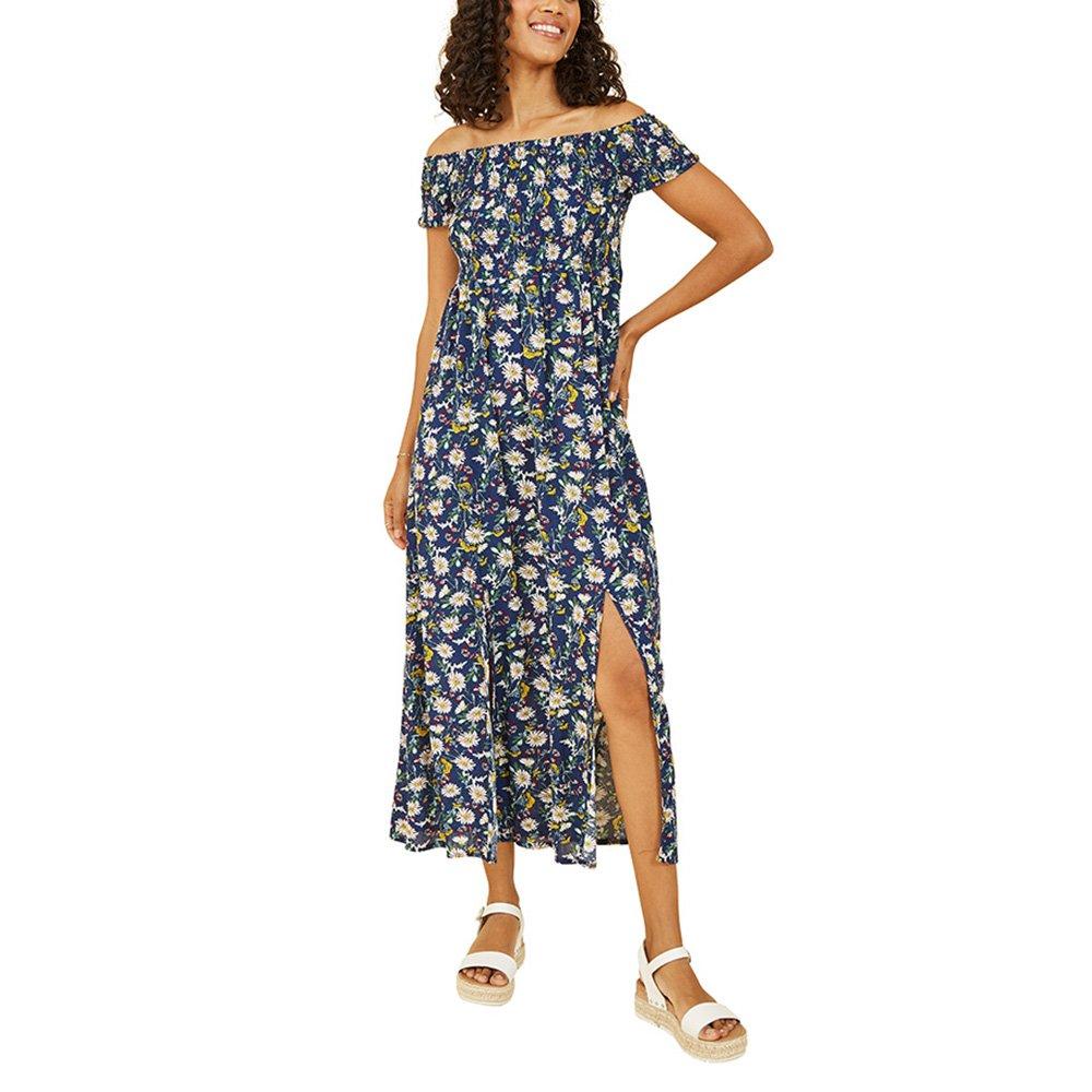 Navy - Mela London - Women's Ruched Midi Wrap Dress - 2