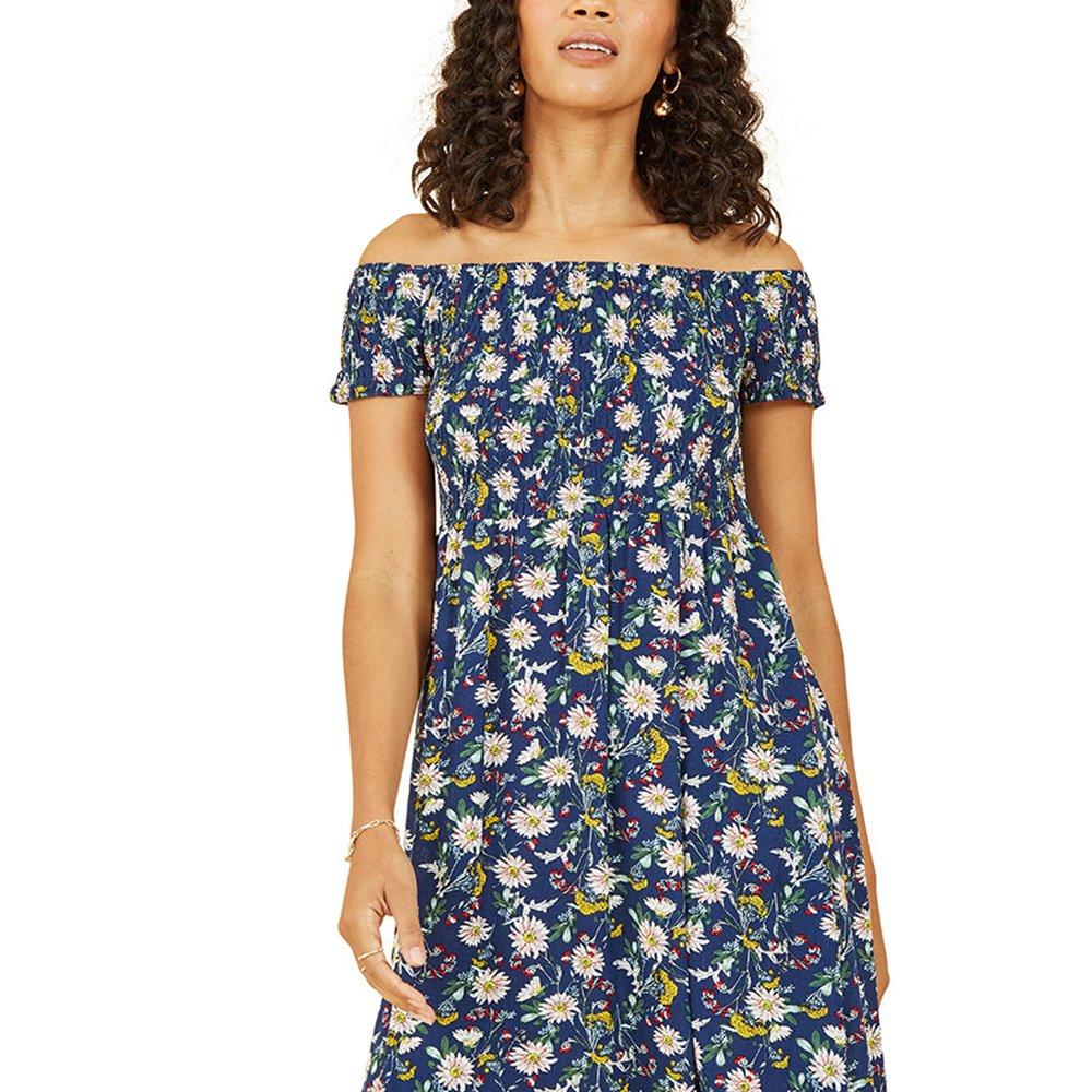 Navy - Mela London - Women's Ruched Midi Wrap Dress - 3