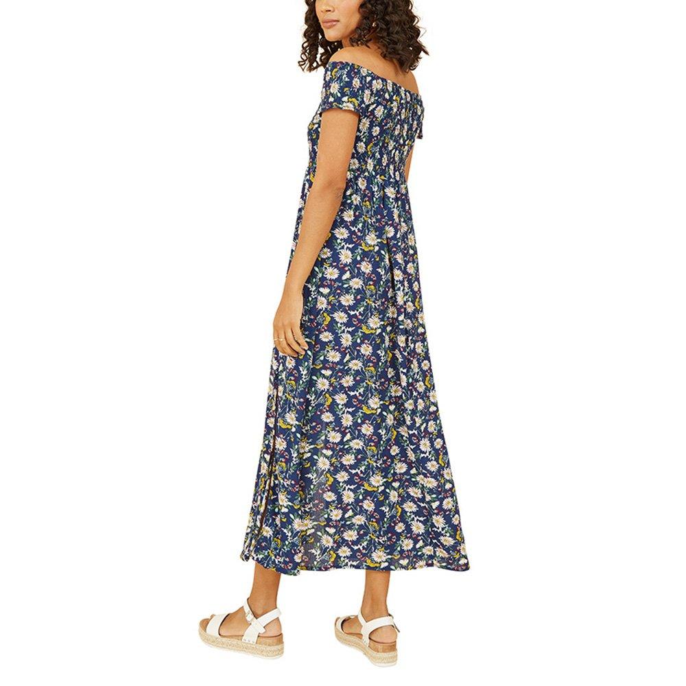 Navy - Mela London - Women's Ruched Midi Wrap Dress - 4