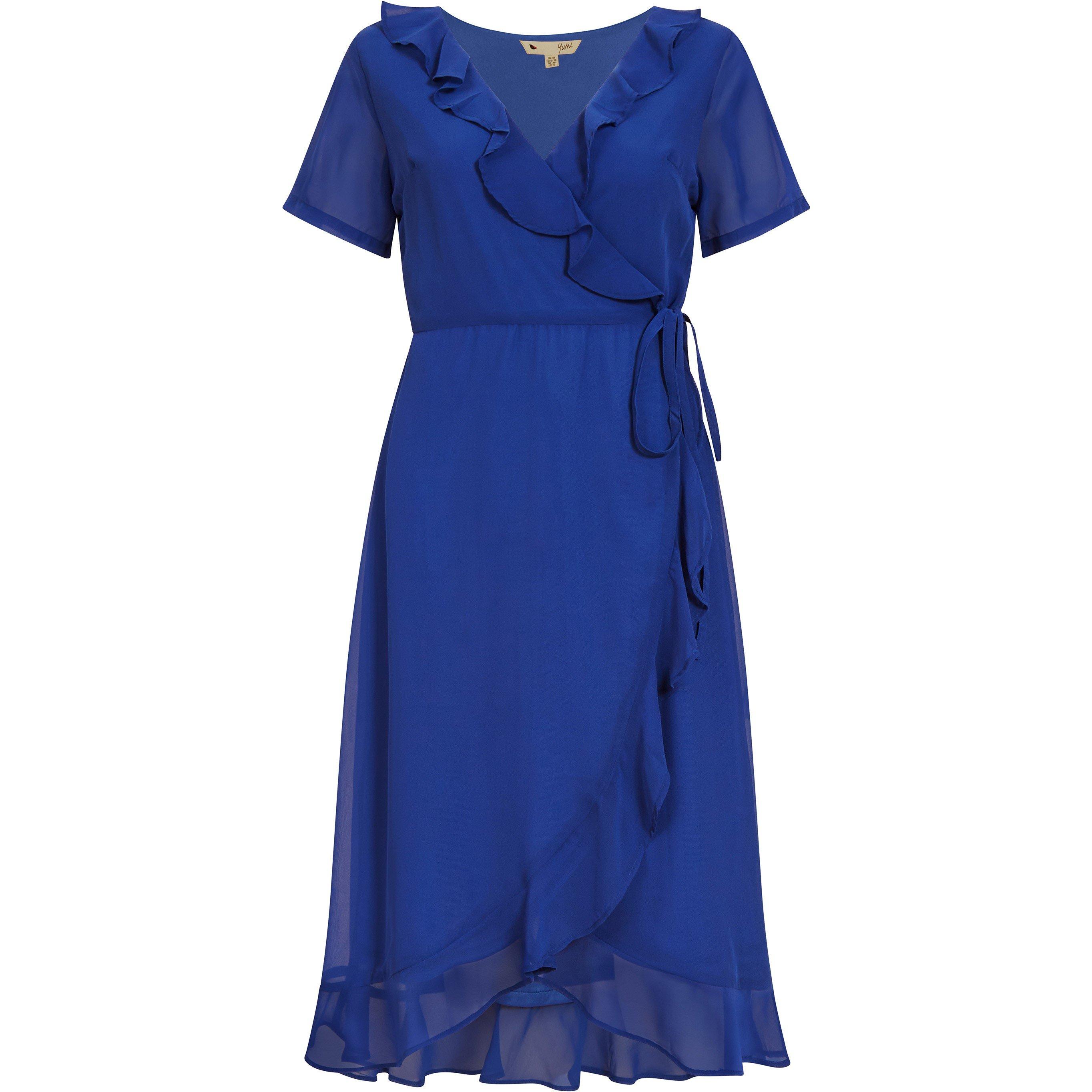 Yumi Women's Green Frill Wrap Dress - Blue - 10 (S)