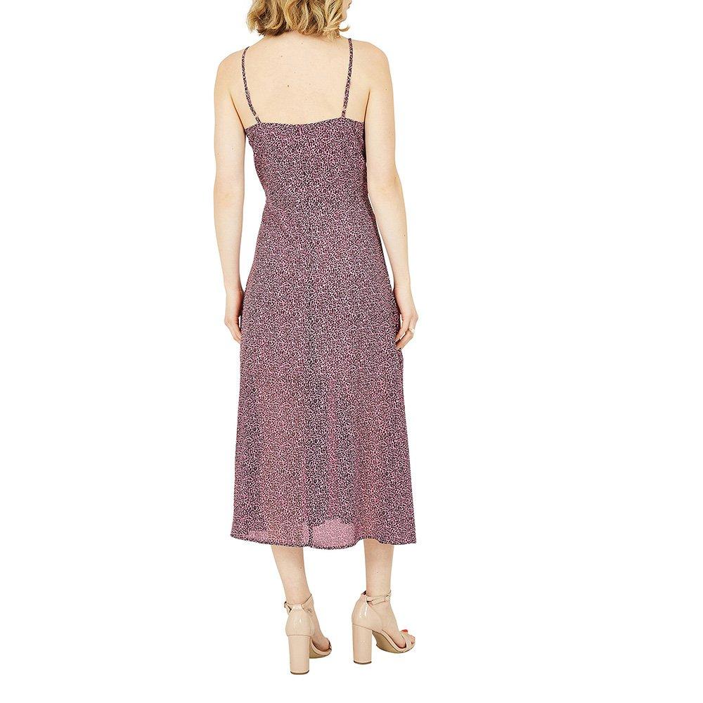 Pink - Yumi - Women's Pink Leopard Print Midi Slip Dress - 4