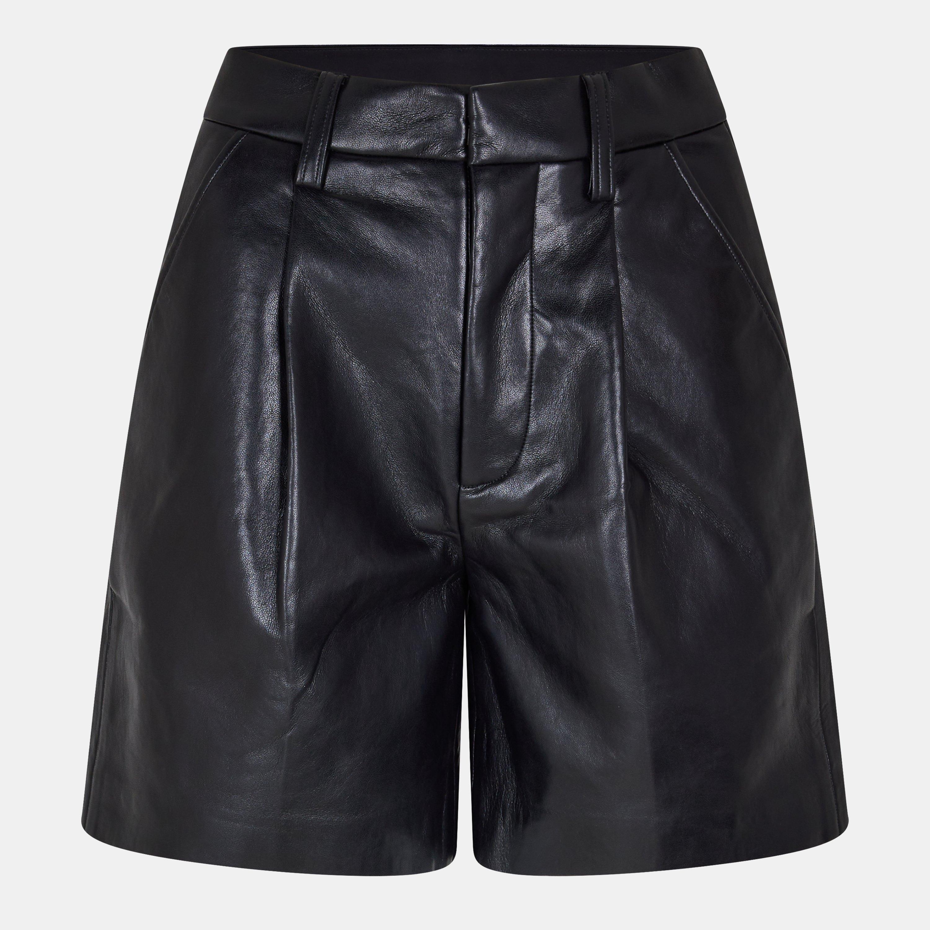 Black - Anine Bing - Women's Carmen Leather Shorts - 1