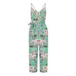 Yumi Yumi Sage Green Tropical Palm Print Jumpsuit