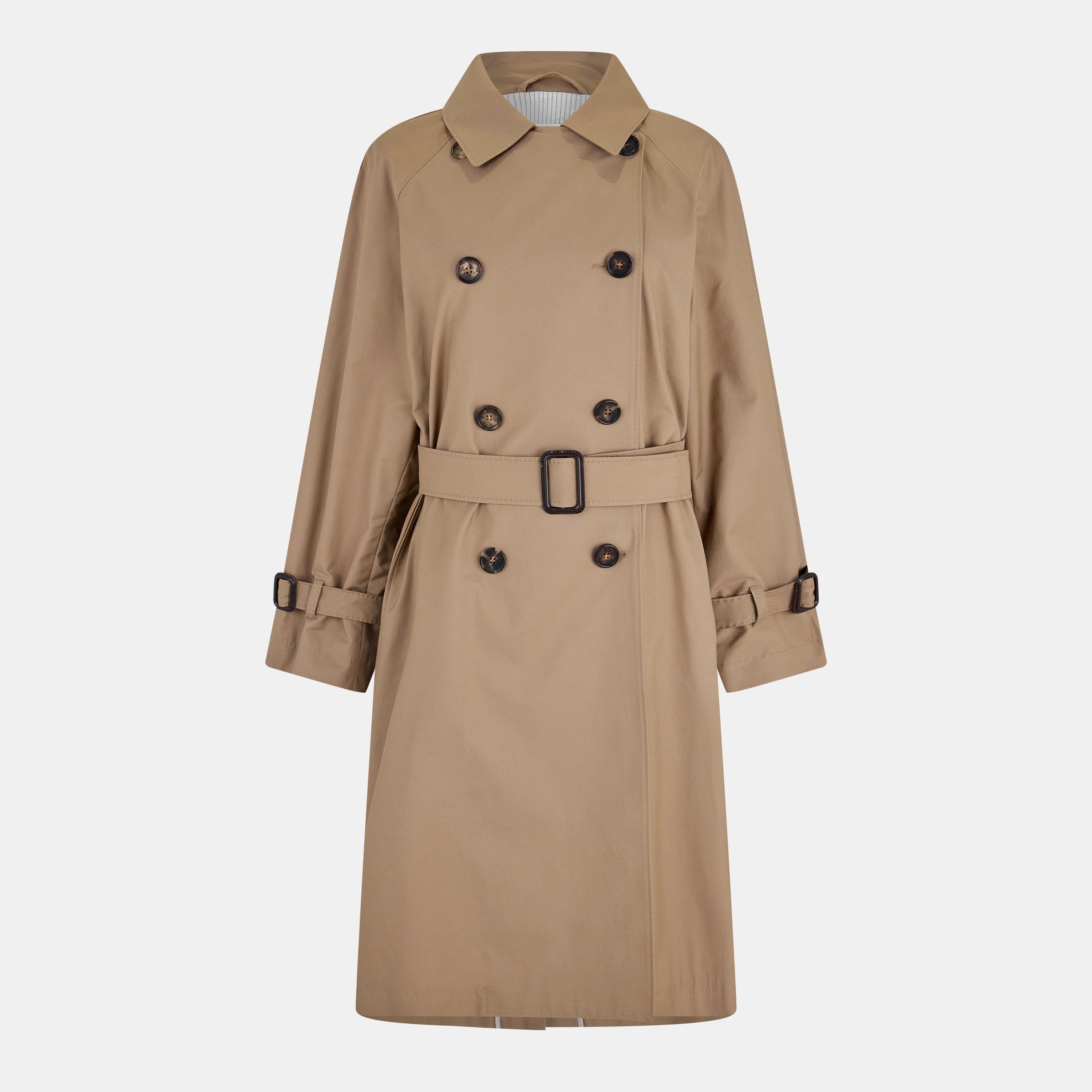 Camel - Max Mara - Women's Camel Cotton Long Sleeve Knee Length Trench Coat - 1