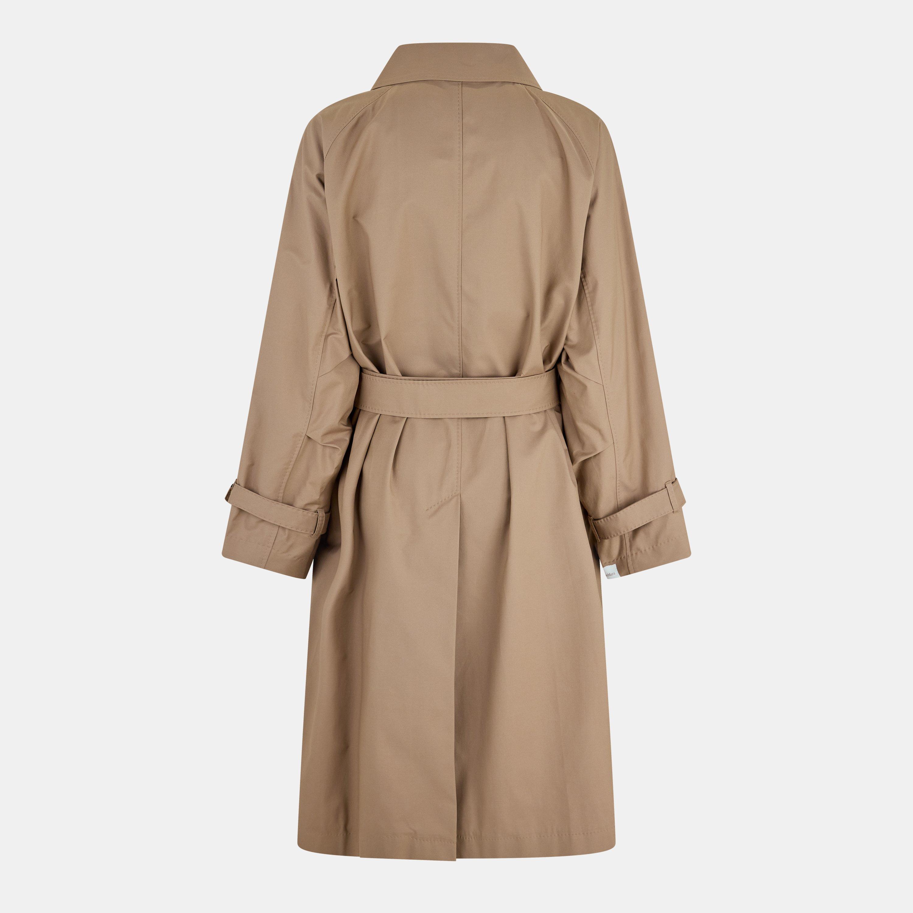 Camel - Max Mara - Women's Camel Cotton Long Sleeve Knee Length Trench Coat - 2