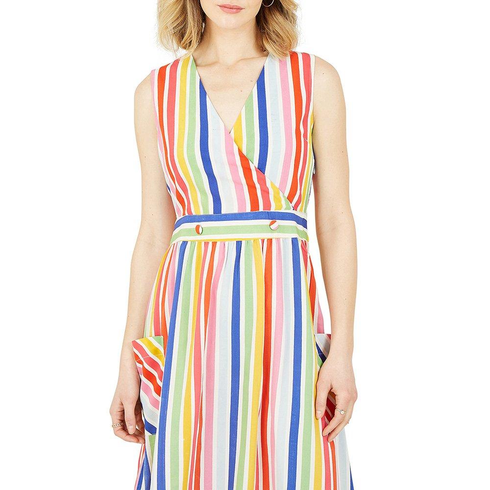 Multi - Yumi - Women's Multicoloured Wrap Dress With Pockets - 3