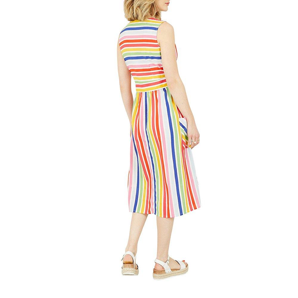 Multi - Yumi - Women's Multicoloured Wrap Dress With Pockets - 4