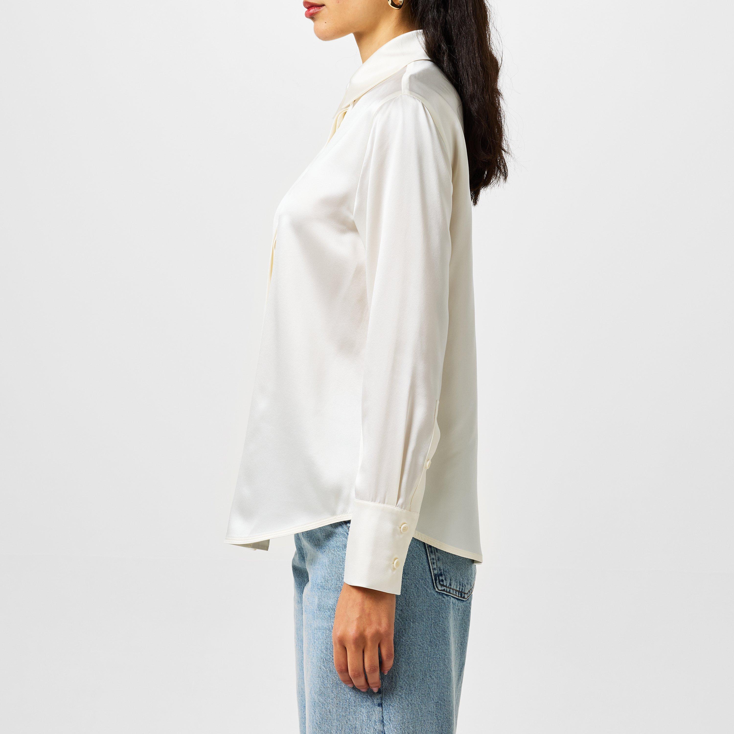 Oyster - Max Mara - Women's Silk Long-Sleeve Plain Shirt - 2