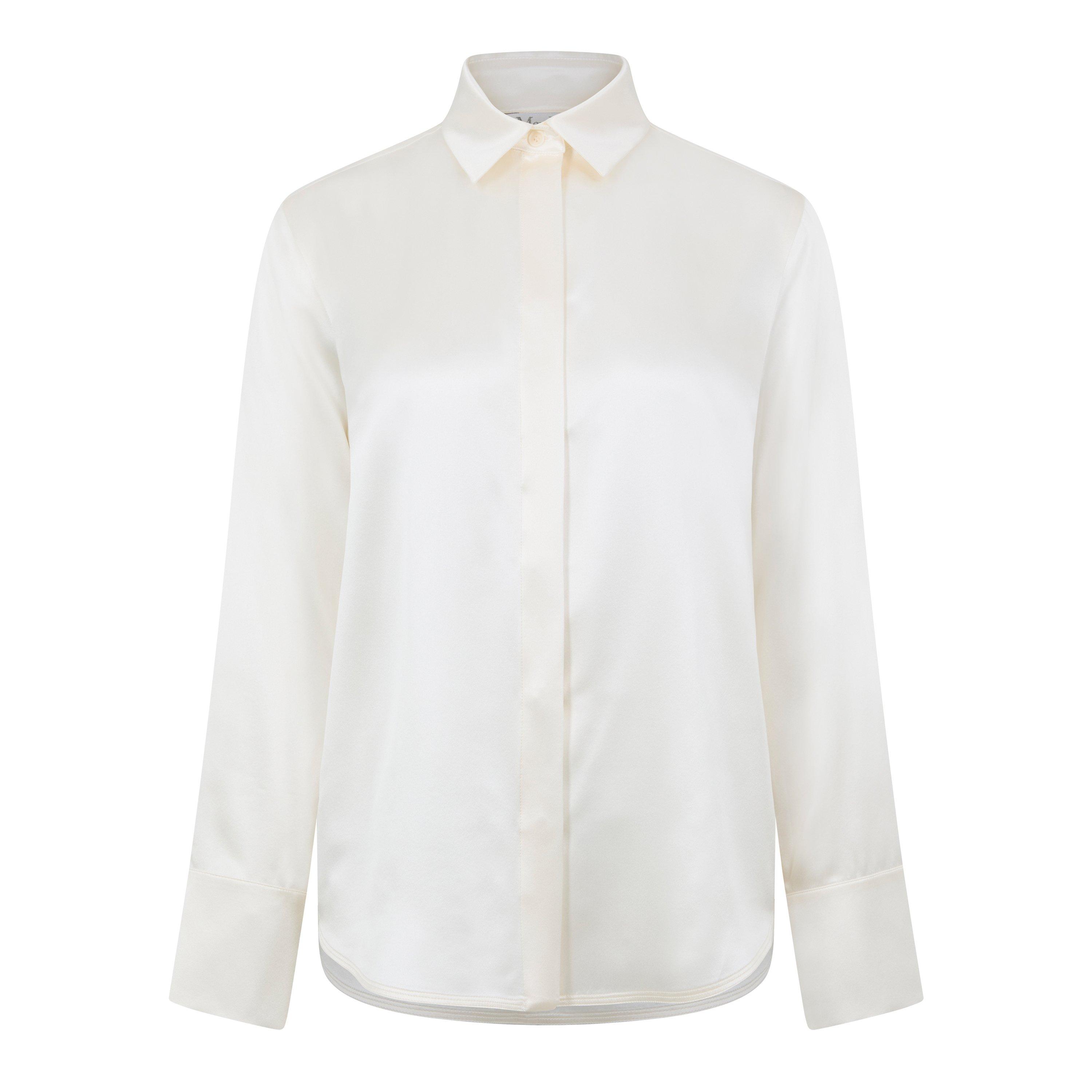 Oyster - Max Mara - Women's Silk Long-Sleeve Plain Shirt - 5